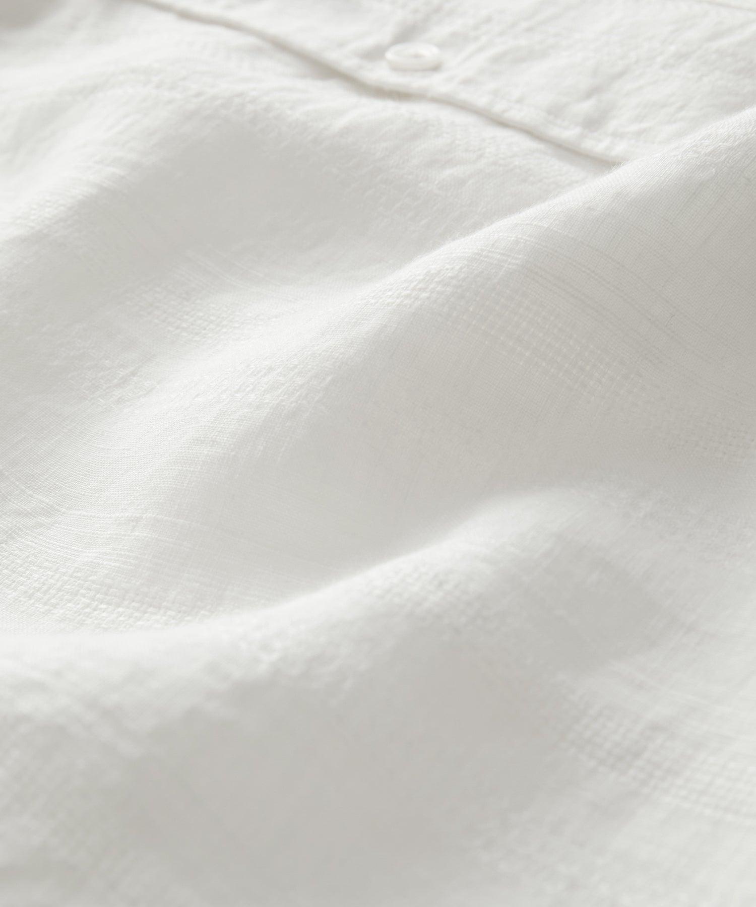 Textured Cropped Sea Soft Irish Linen Camp Collar Shirt Product Image