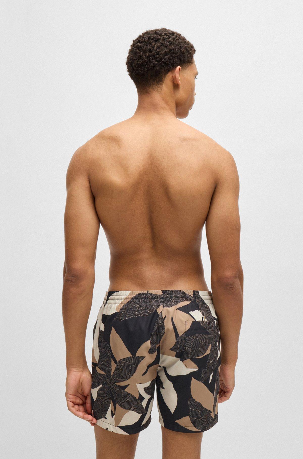 BOSS - Fully lined swim shorts with seasonal print - Light Beige Product Image