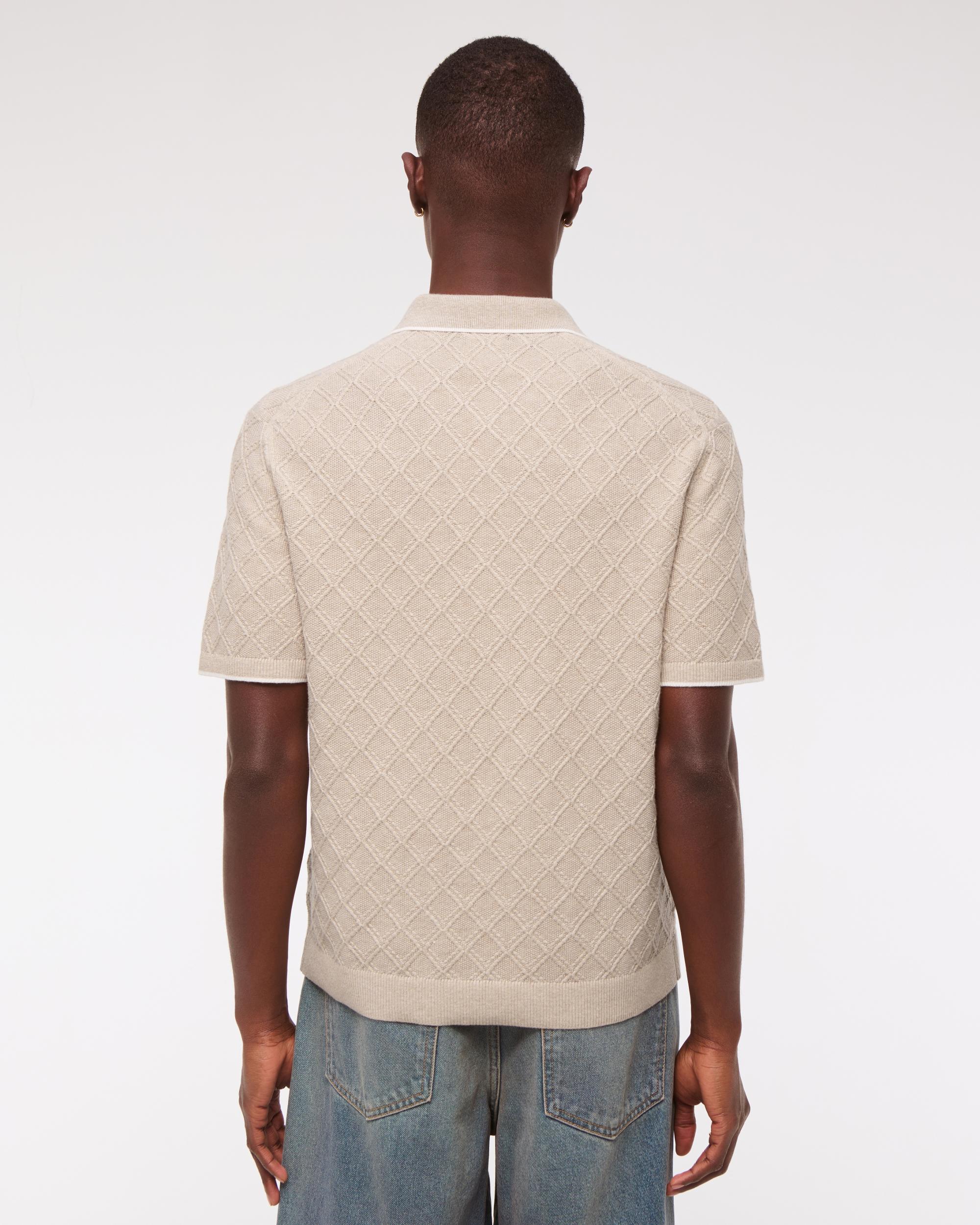 Preppy Tipped Johnny Collar Sweater Polo Product Image