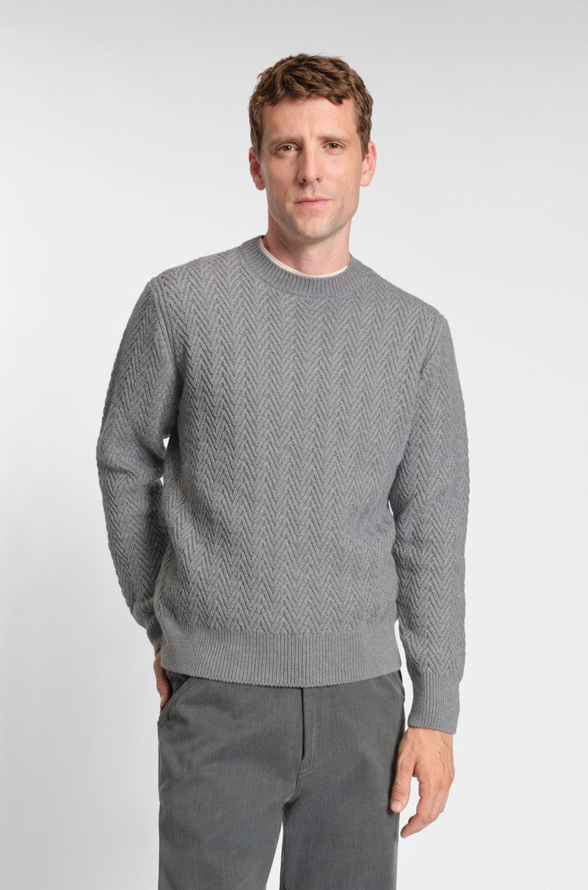 Virgin-wool sweater with herringbone structure Product Image