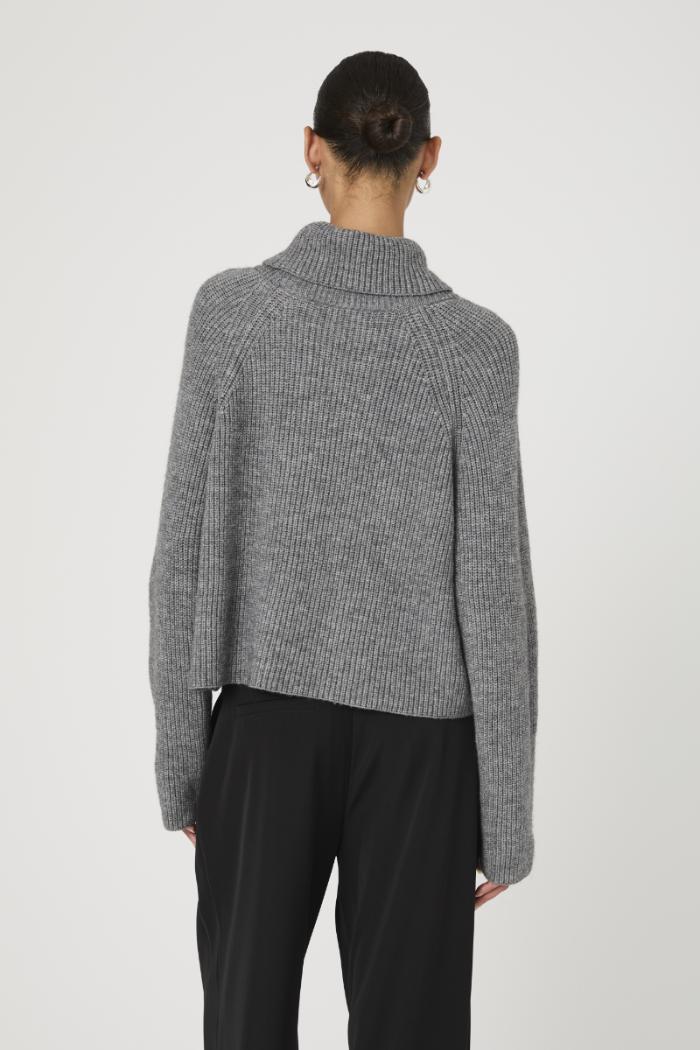 Mersai Long Sleeve Roll Neck Jumper - Stone Grey Mel Product Image