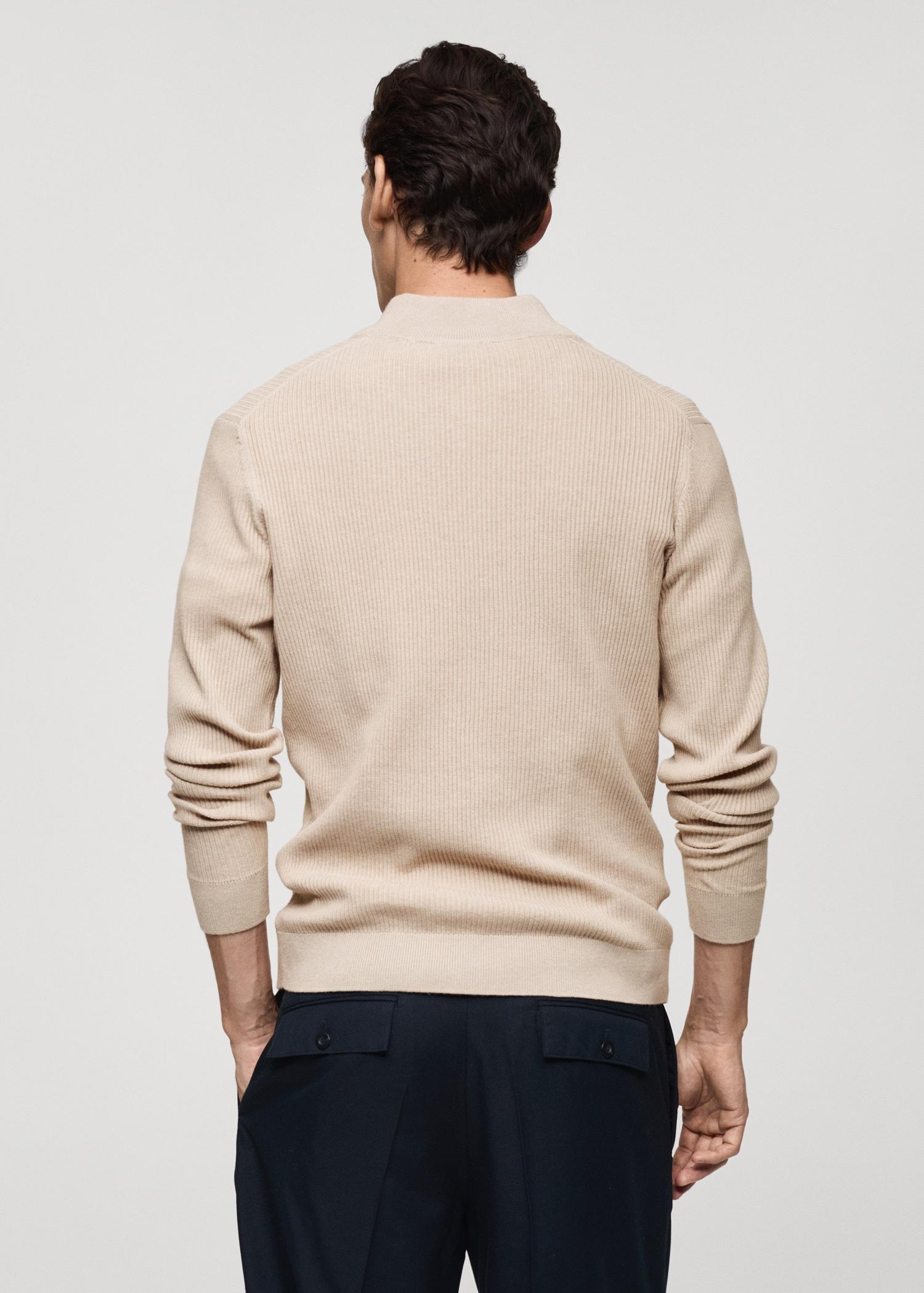 Ribbed sweater with zip neck - Men | MANGO USA Product Image