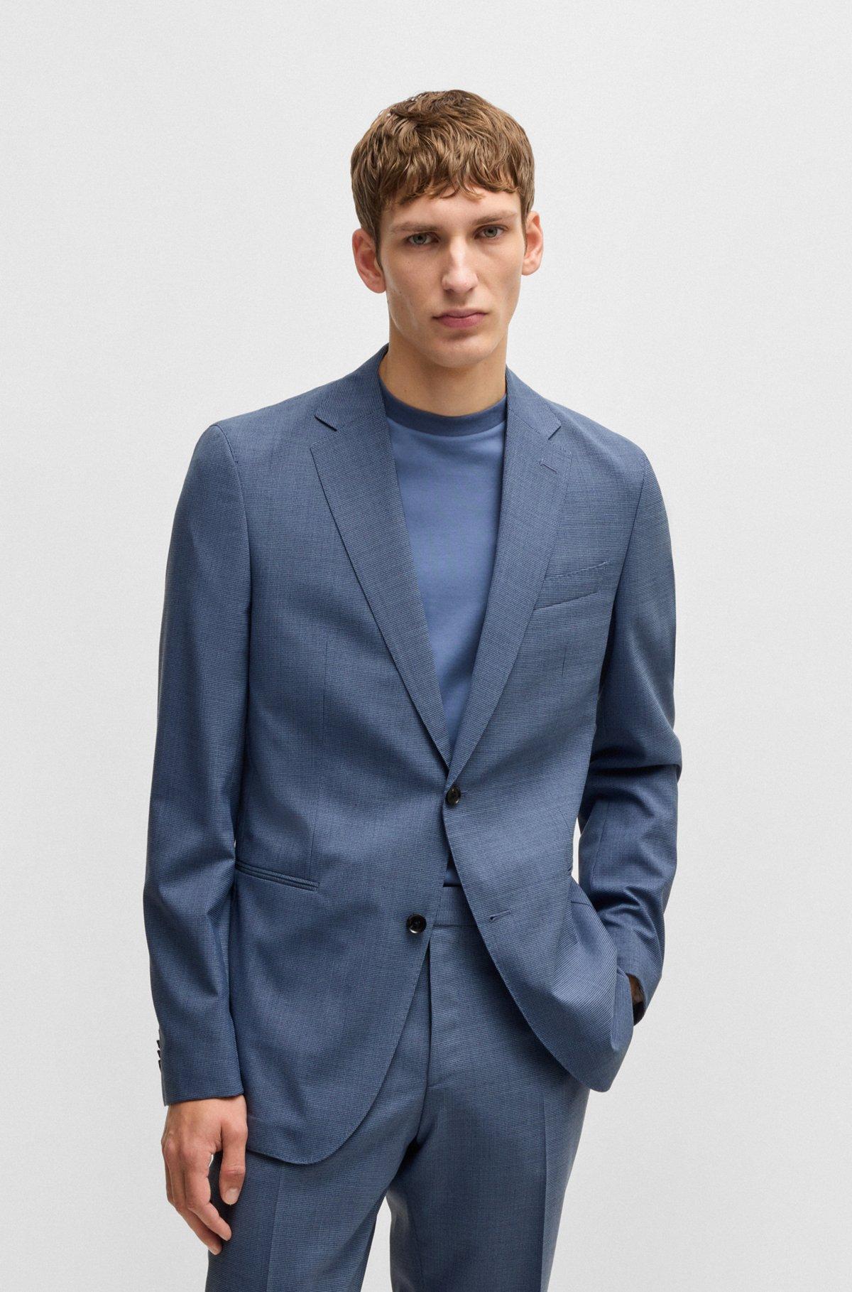 Slim-fit suit in patterned stretch cloth Product Image