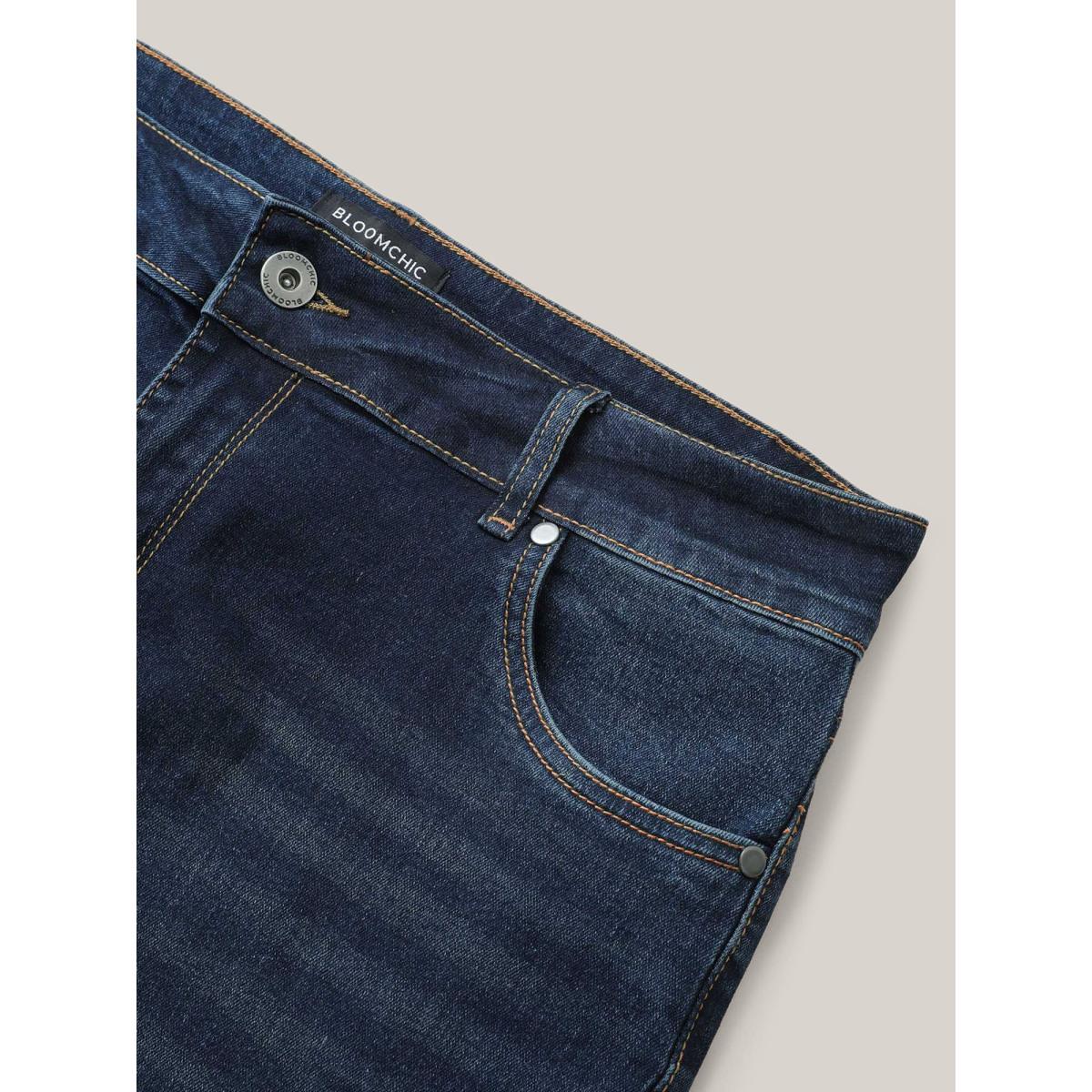 Plus Size Bootcut Very Stretchy Mid Rise Medium Wash Sculpt Waist Jeans Women Denimblue Timeless Plain Non High stretch Slanted pocket Jeans BloomChic 30/6X Product Image