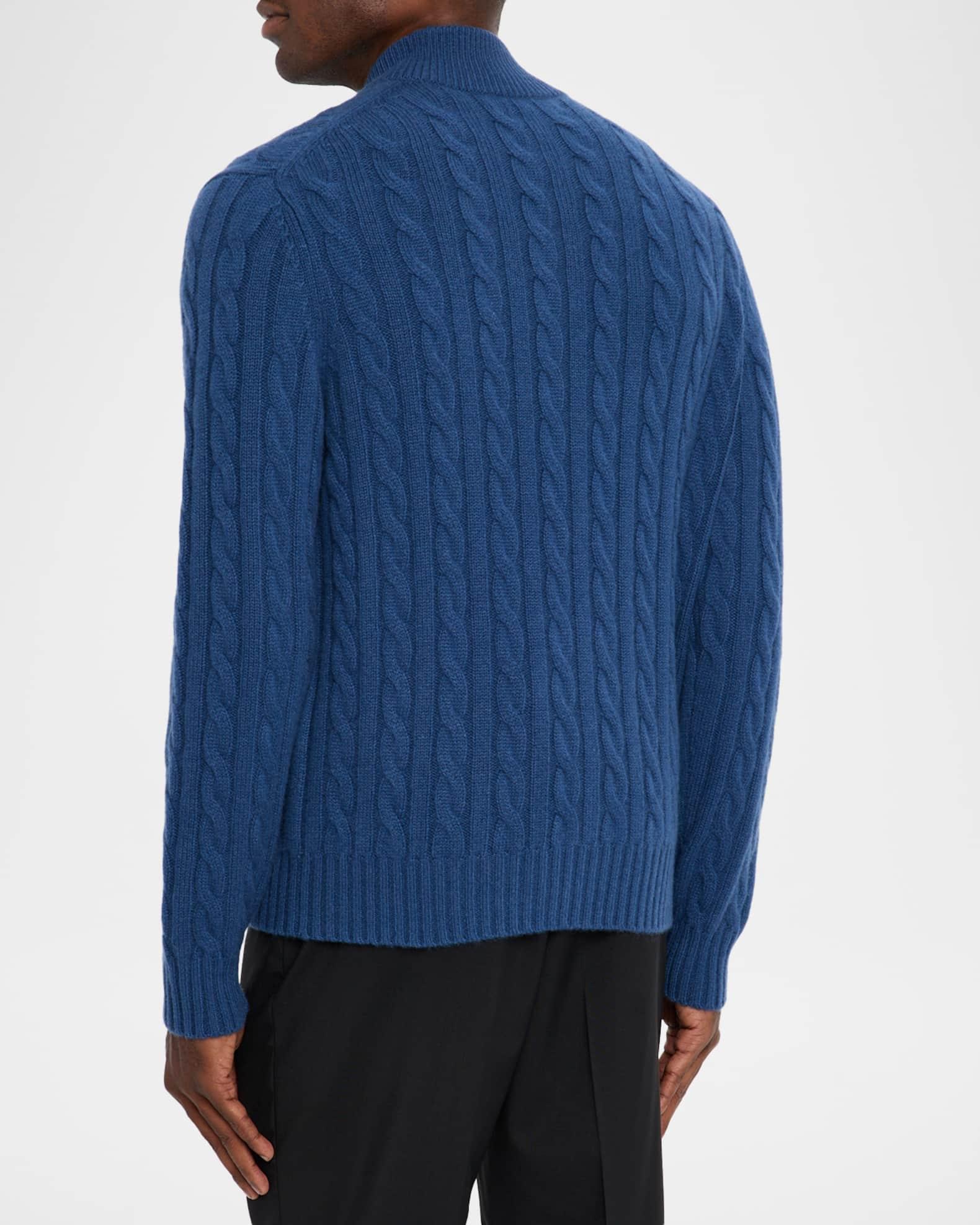 Men's Cashmere Cable Knit Full-Zip Sweater with Pockets Product Image