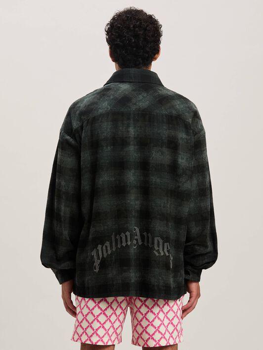 M CURVED LOGO CHECK SHIRT LS MILITARY GR Product Image