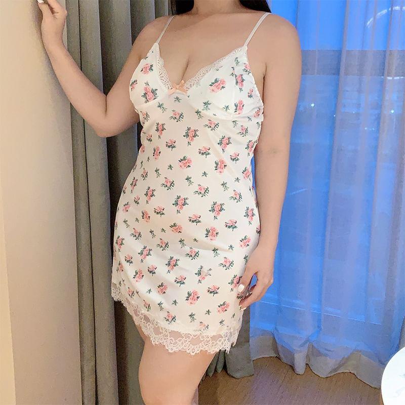 Plus Size Lingerie Floral Babydoll Product Image