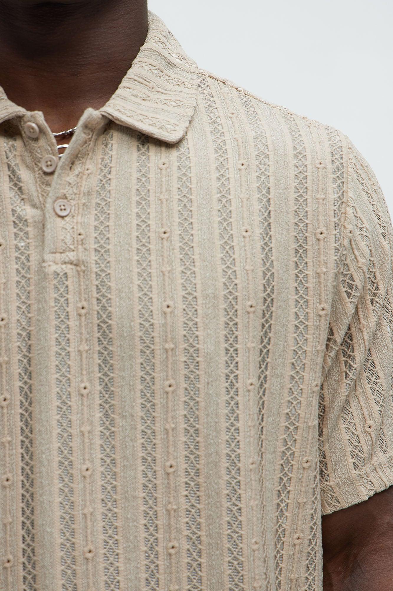 Dudley Open Knit Polo Shirt - Tan Product Image