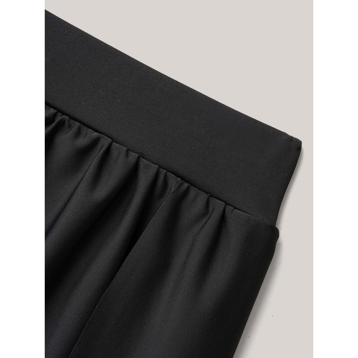 Plus Size Layered High-Waist Flared Swim Bottoms Women's Swimwear Black Beach Gathered High stretch Bodycon High Rise Curve Swim Bottoms BloomChic 30/6X Product Image