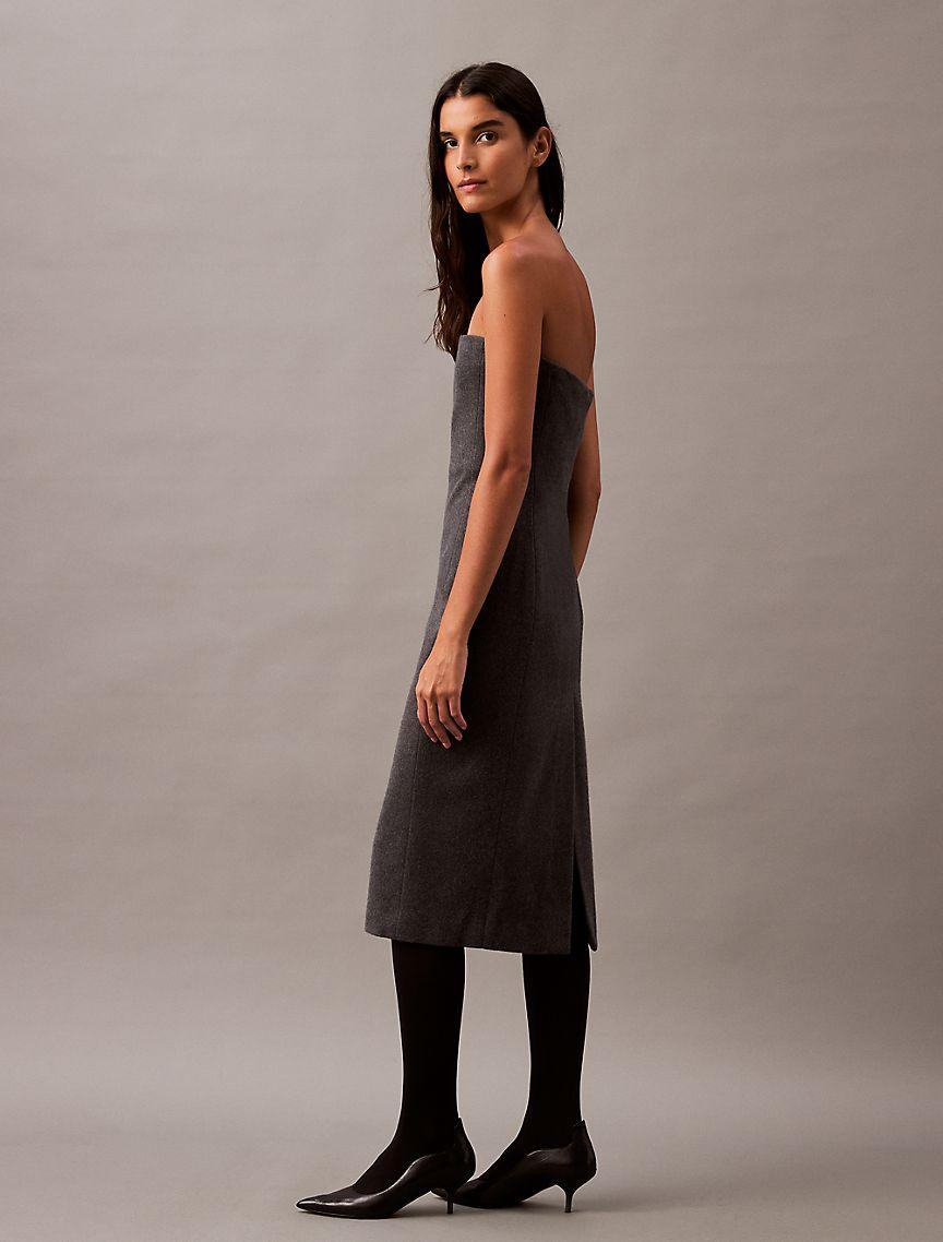Brushed Wool Blend Strapless Dress Product Image