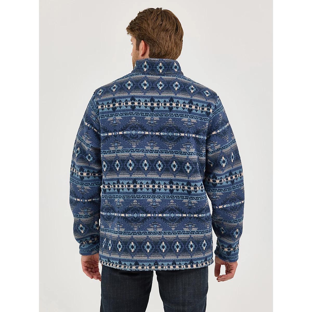 Men's Wrangler® Heavyweight Quarter-Zip Sherpa Pullover in Vintage Indigo Product Image