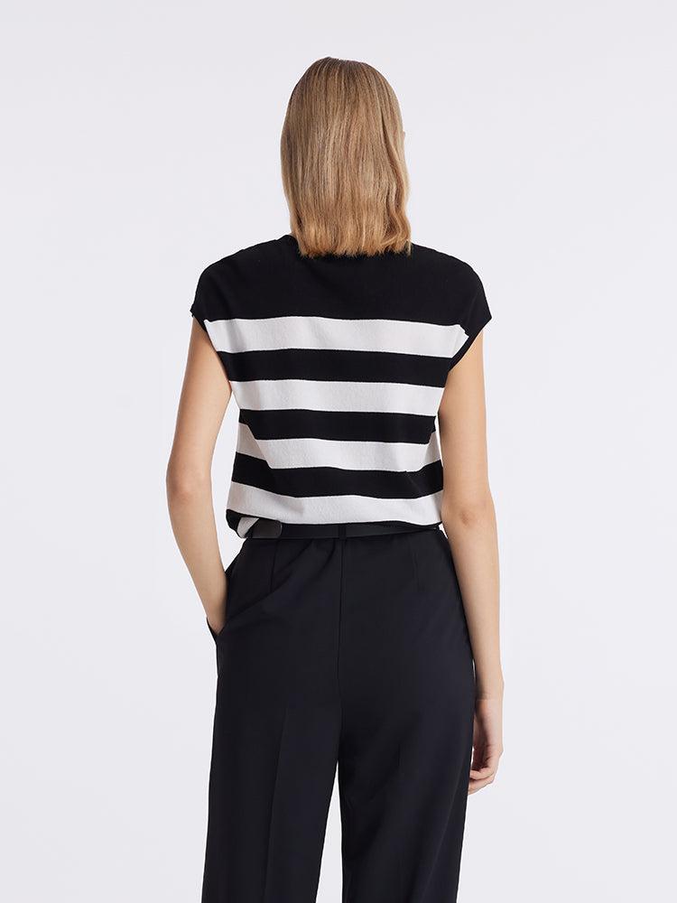 Tencel Striped Knitted Women Tank Top Product Image