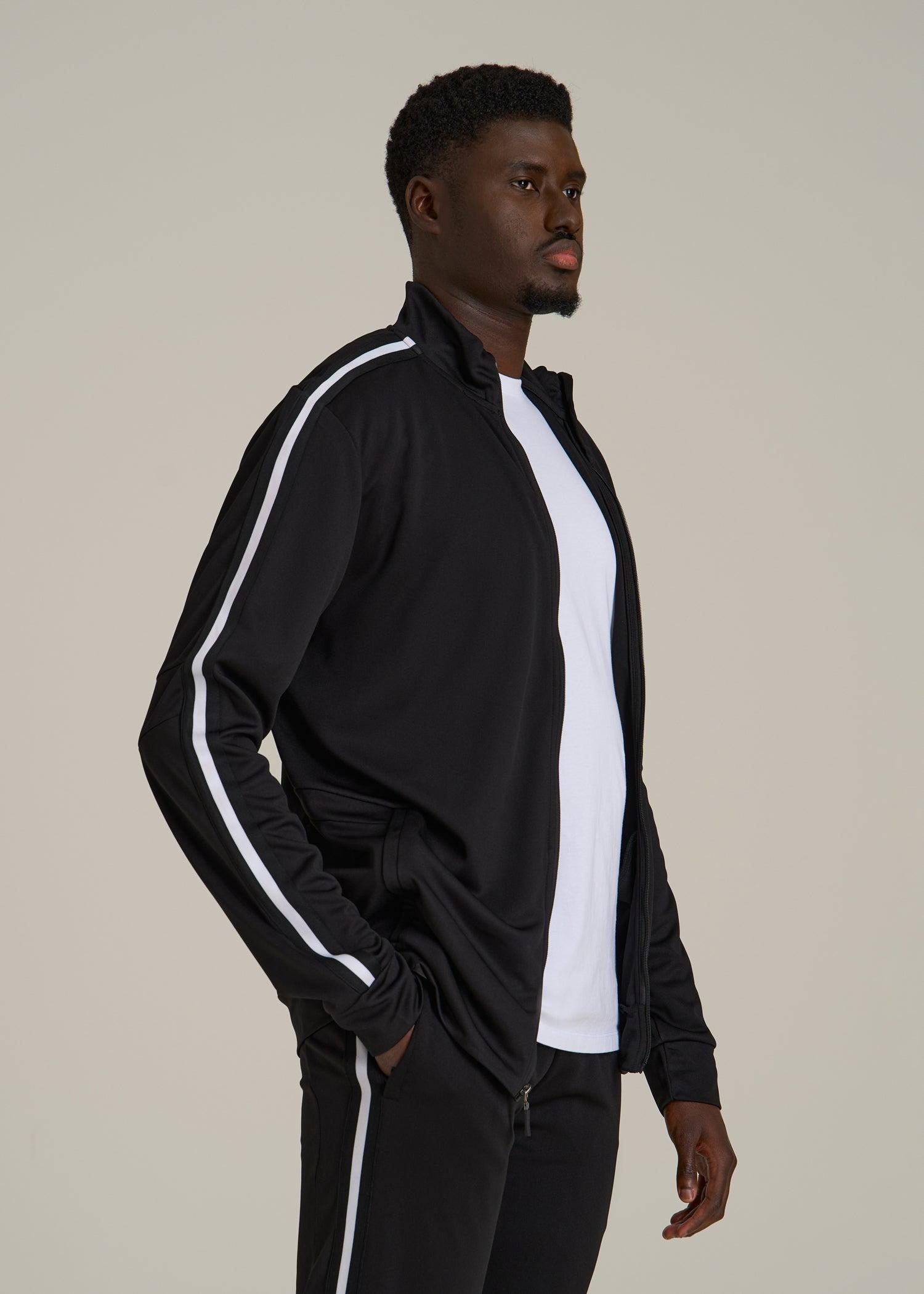 Athletic Stripe Jacket for Tall Men in Black-White Stripe Male Product Image