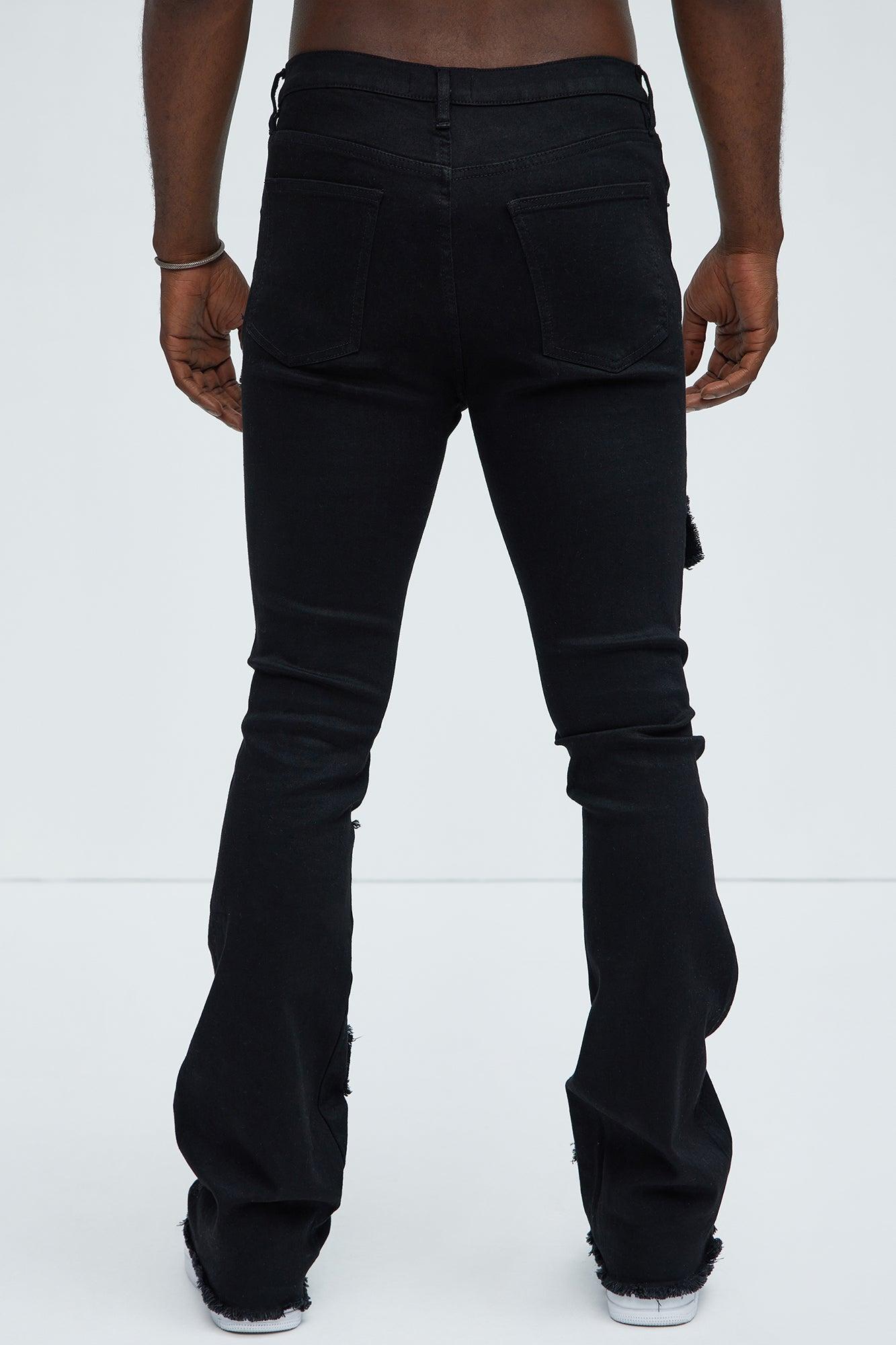 Spot On Stacked Skinny Flare Jeans - Black Product Image