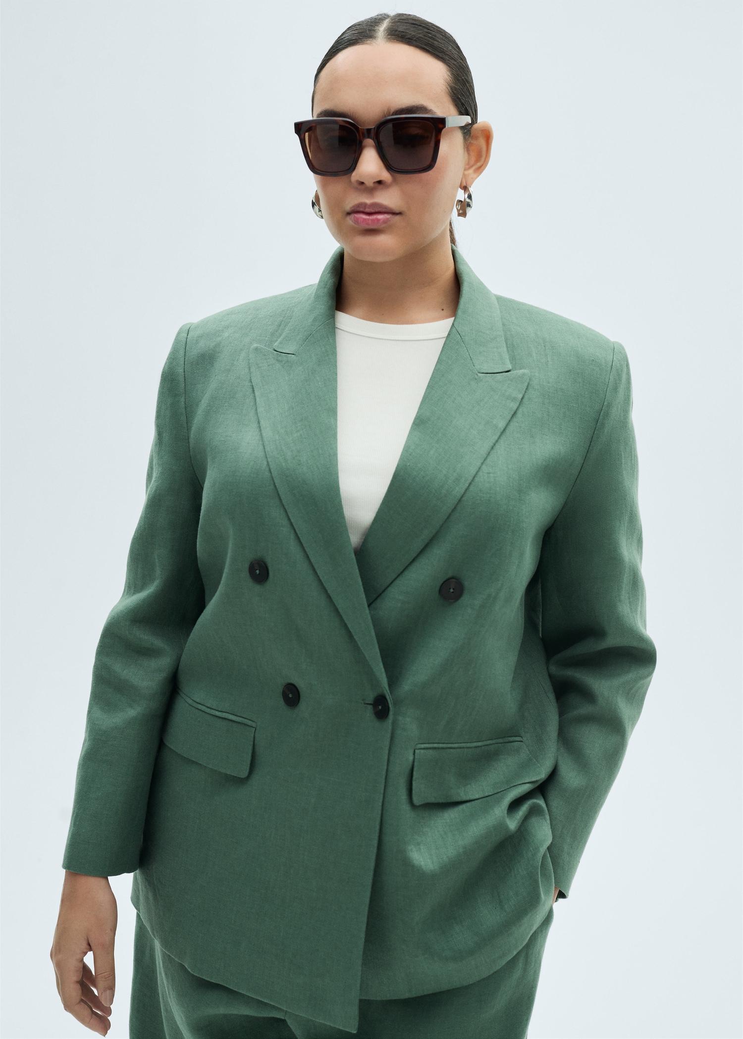 Linen suit blazer - Women | MANGO USA Product Image