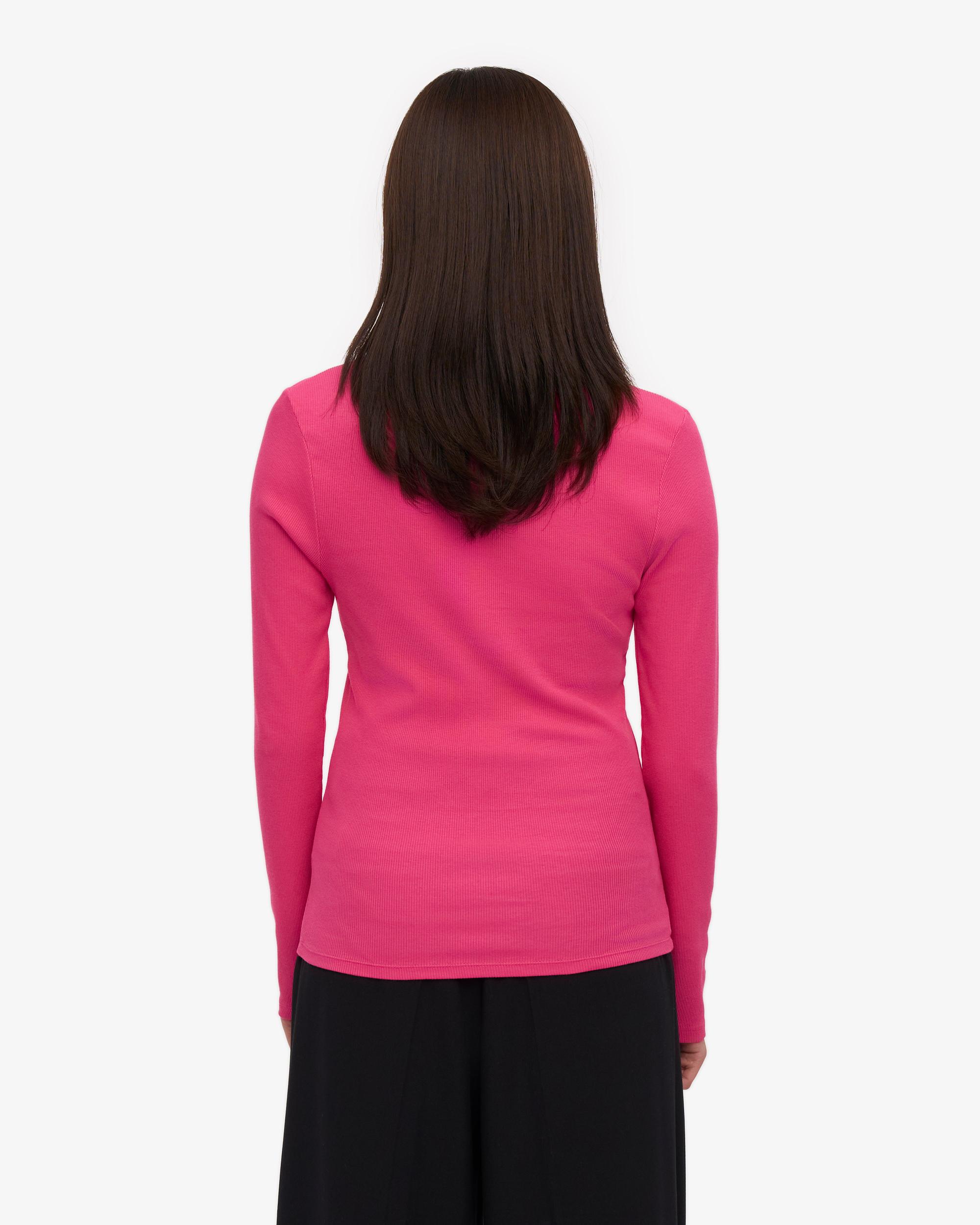 Women Organic Rib LS T-Shirt - Bubblegum Pink Product Image