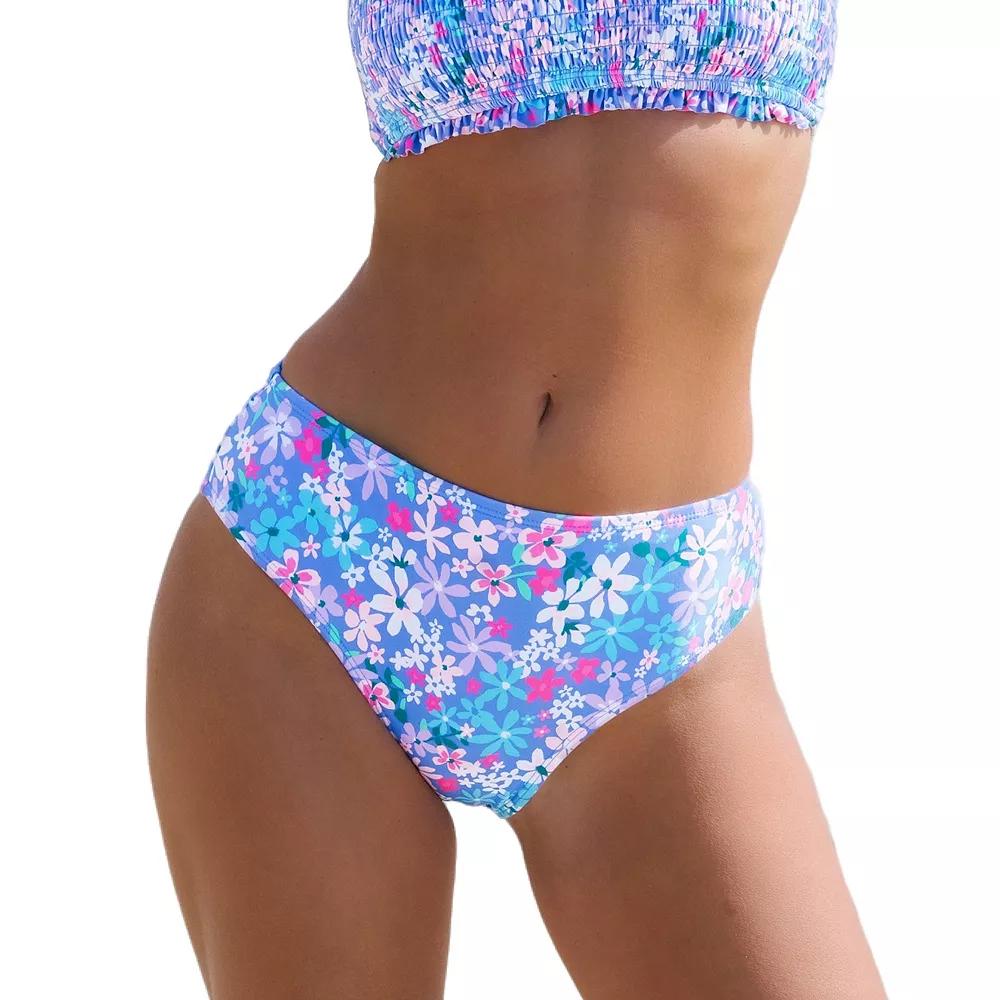 Women's Cupshe Mid-Rise Hipster Floral Swim Bottoms, Size: Small, Blue Ditsy Product Image