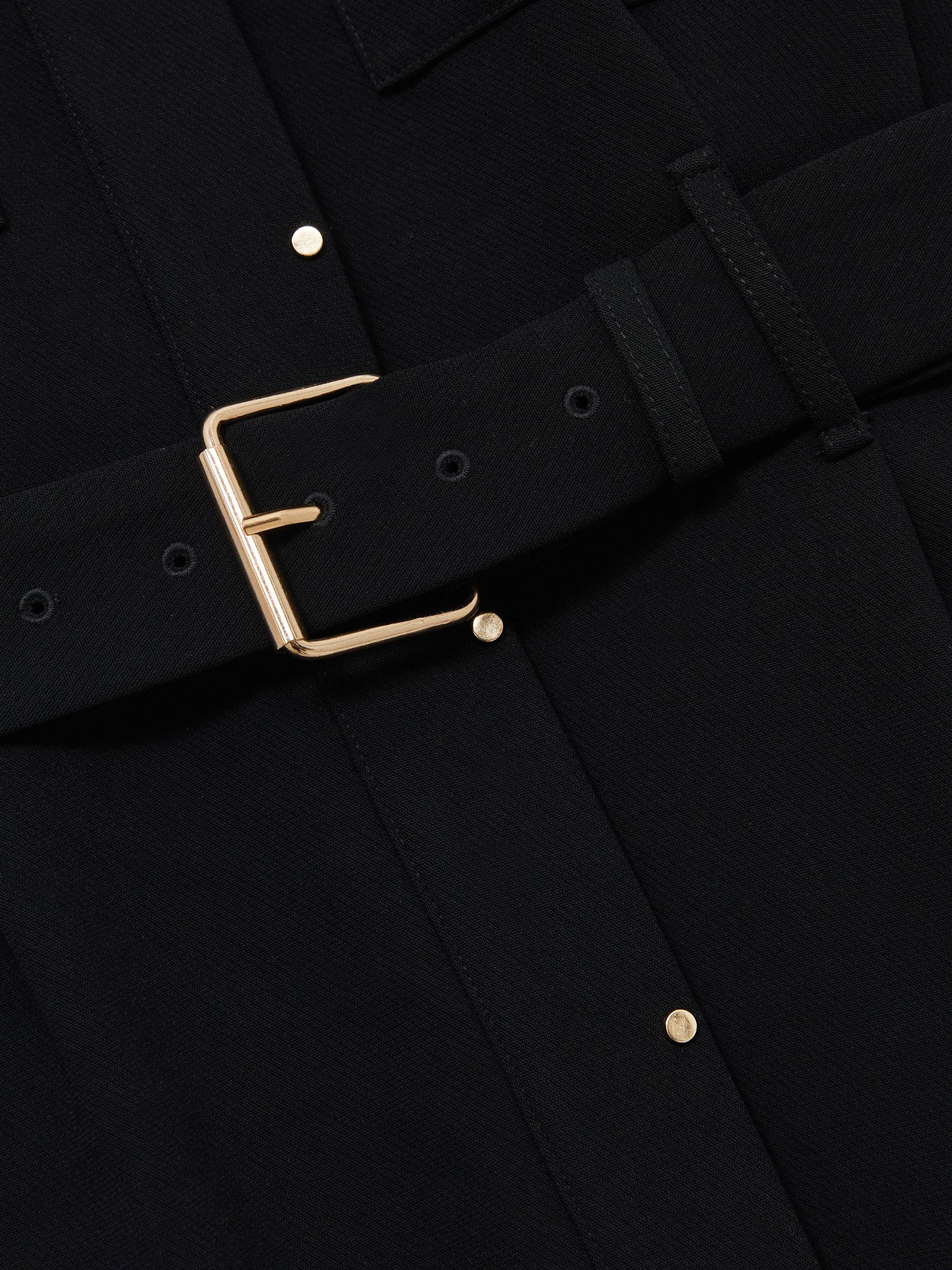 Twill Belted Shirt Dress in Black Product Image