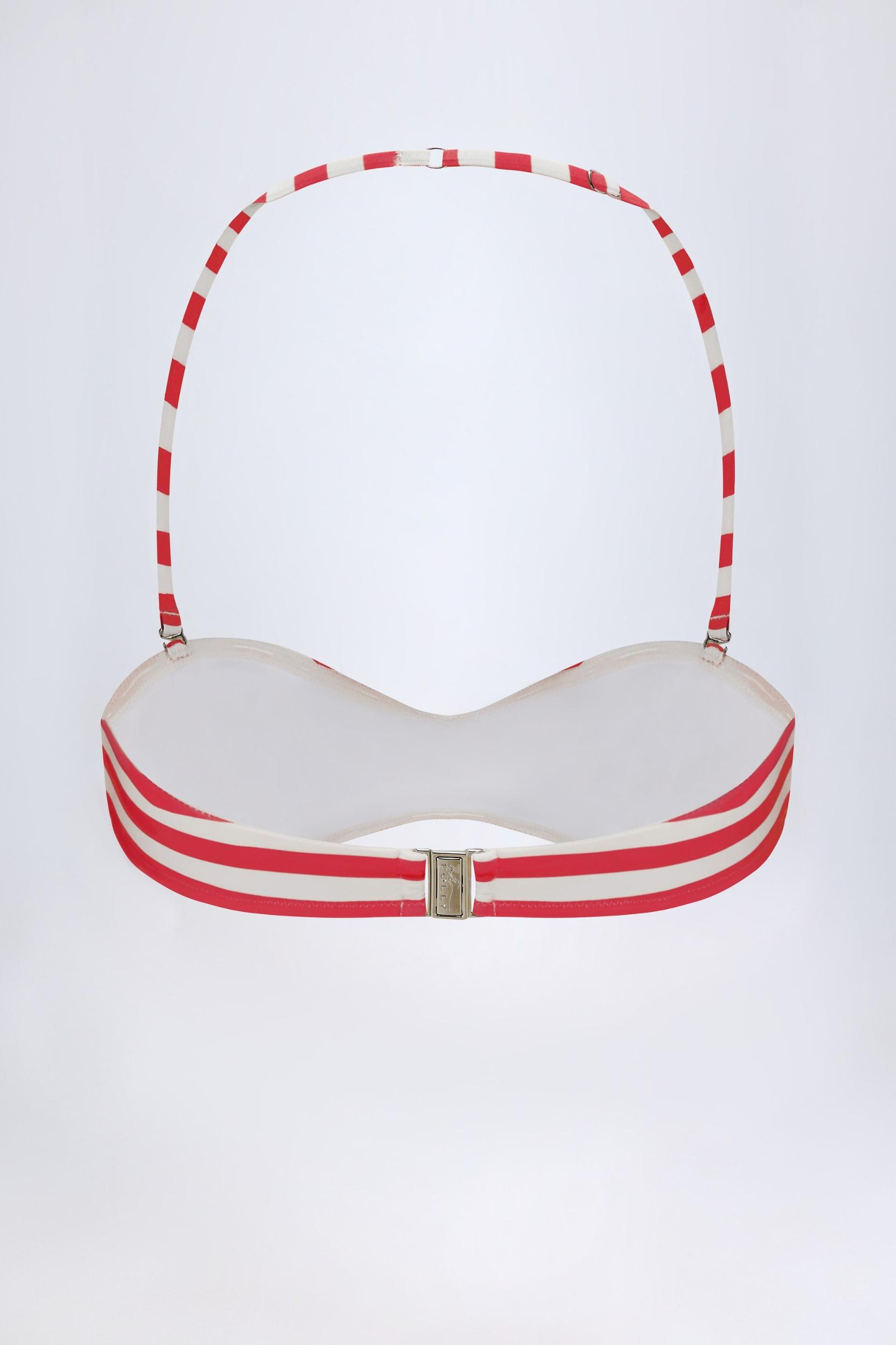 Multiway Bikini Top in Cherry Red Stripe Product Image