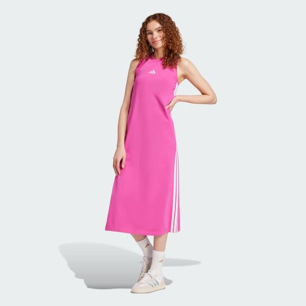 adidas Essentials 3-Stripes Long Racerback Dress Semi Lucid Fuchsia S Womens Product Image