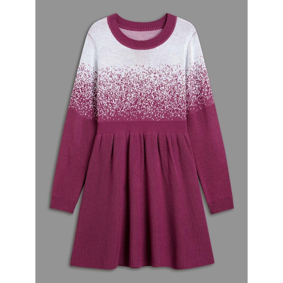 Plus Size Contrast Textured Elastic Waist Sweater Dress Plum Women Elegant Bodycon Long Sleeve Everyday Sweater Dresses BloomChic 14-16/1X Product Image