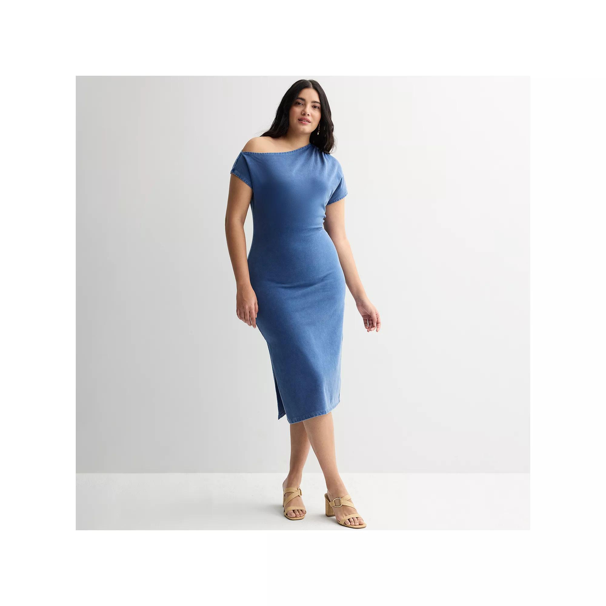 Women's INTEMPO™ One Shoulder Knit Dress, Size: XL, Blue Wash Product Image