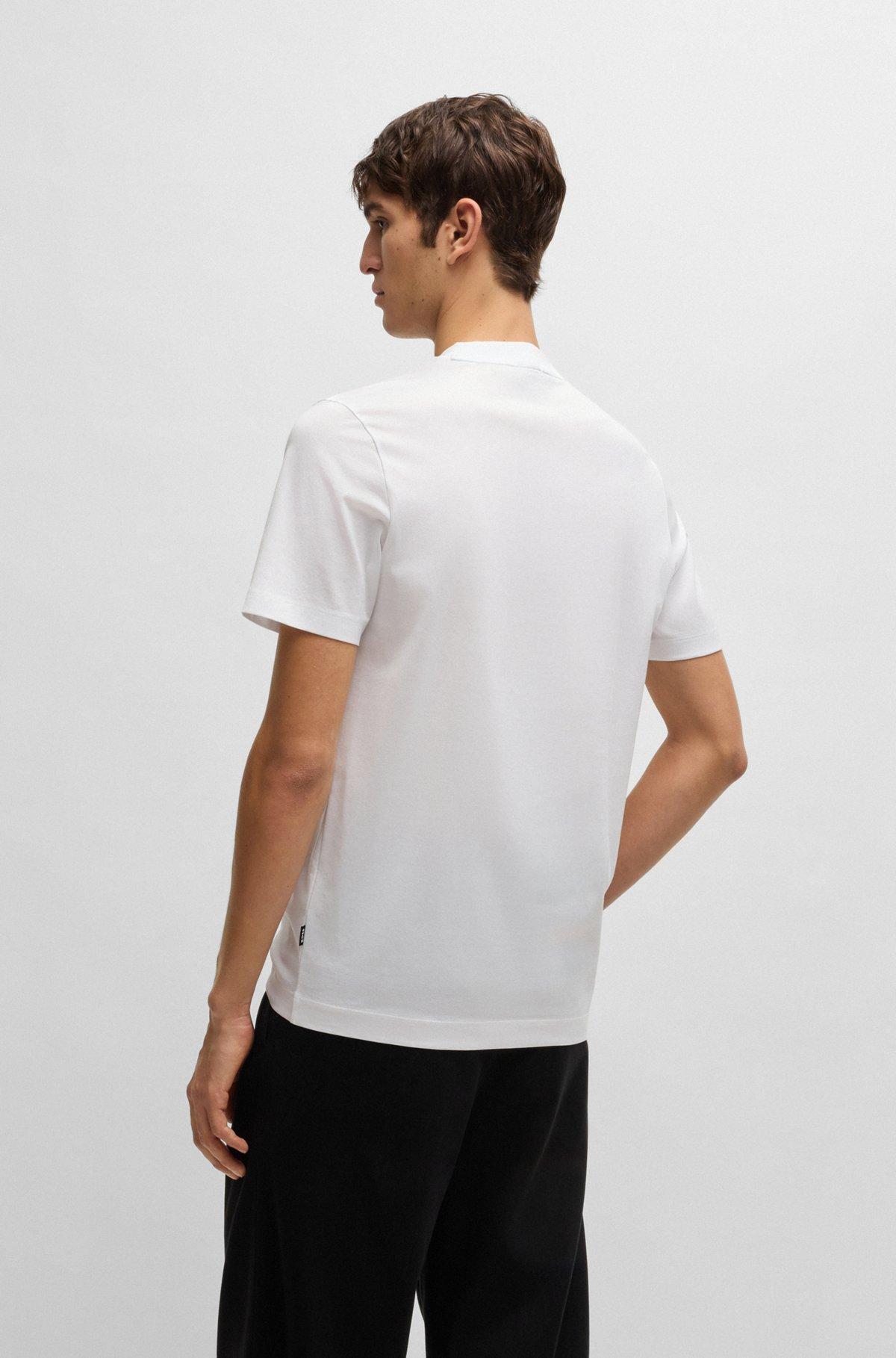 BOSS - Mercerized-cotton T-shirt with brand artwork - White Product Image