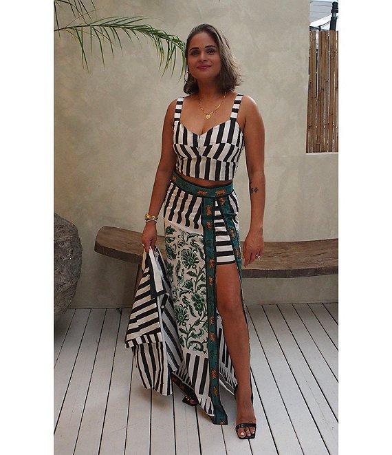 Mo Maya Stripe Sweetheart Neckline Sleeveless Coordinating Bra Top Product Image