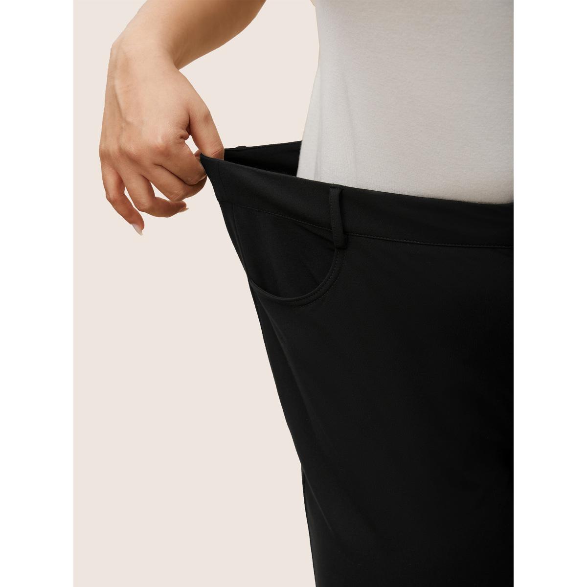 Plus Size High Rise Button Up Skinny Pants Women Black At the Office Skinny High Rise Work Pants BloomChic 14-16/1X Product Image