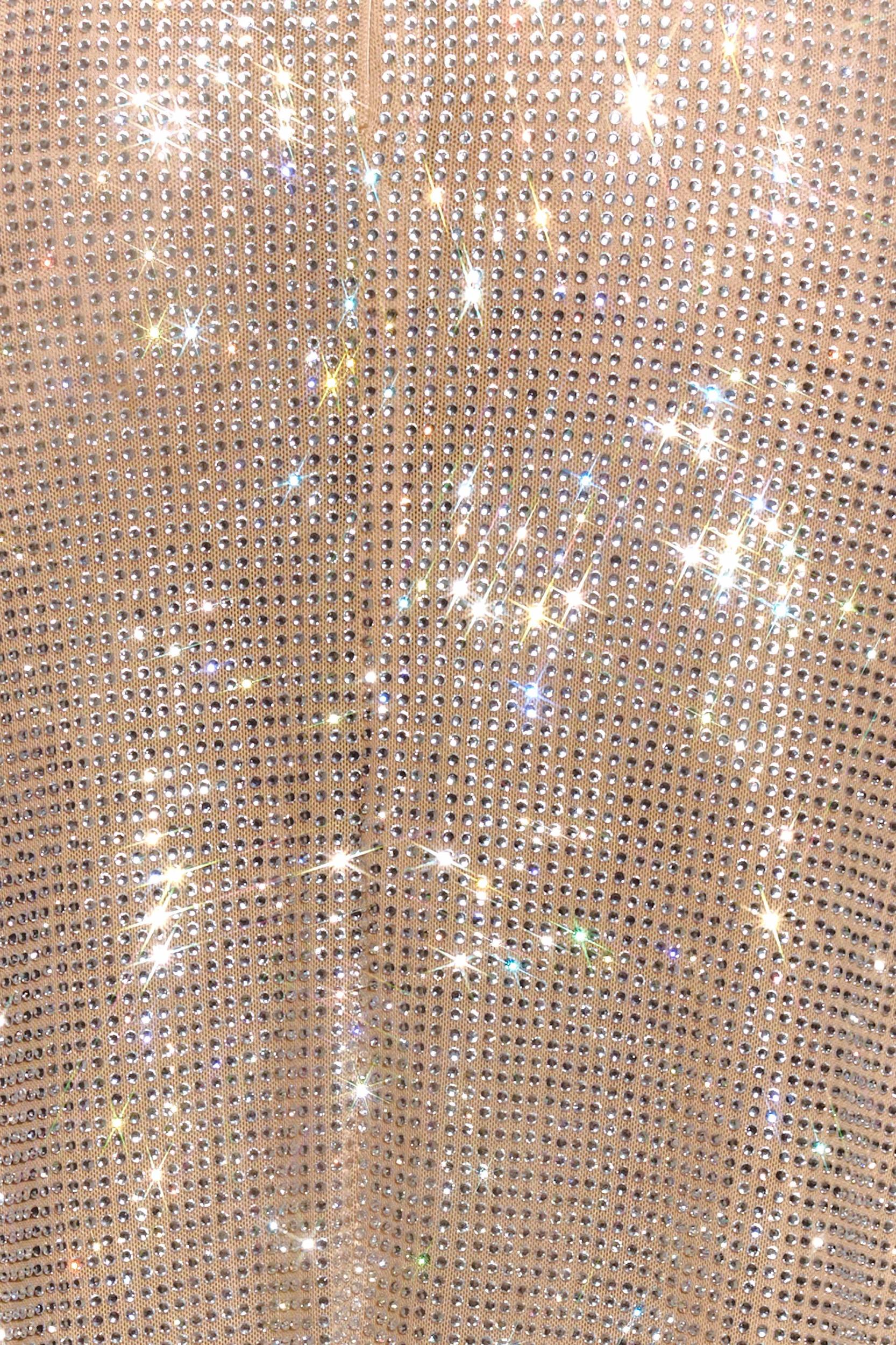 Genie Diamante Halter Midi Dress - Nude Product Image