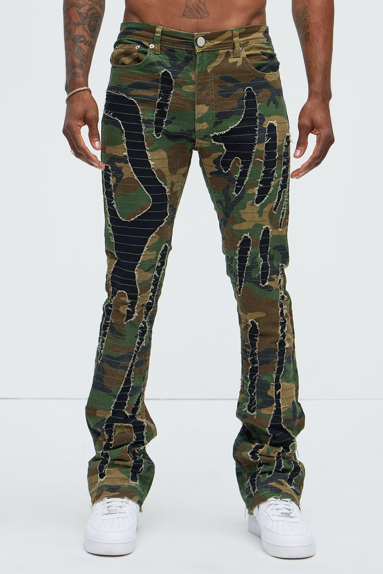 Stay Ready Stitched Slim Flare Pants - Camouflage Product Image