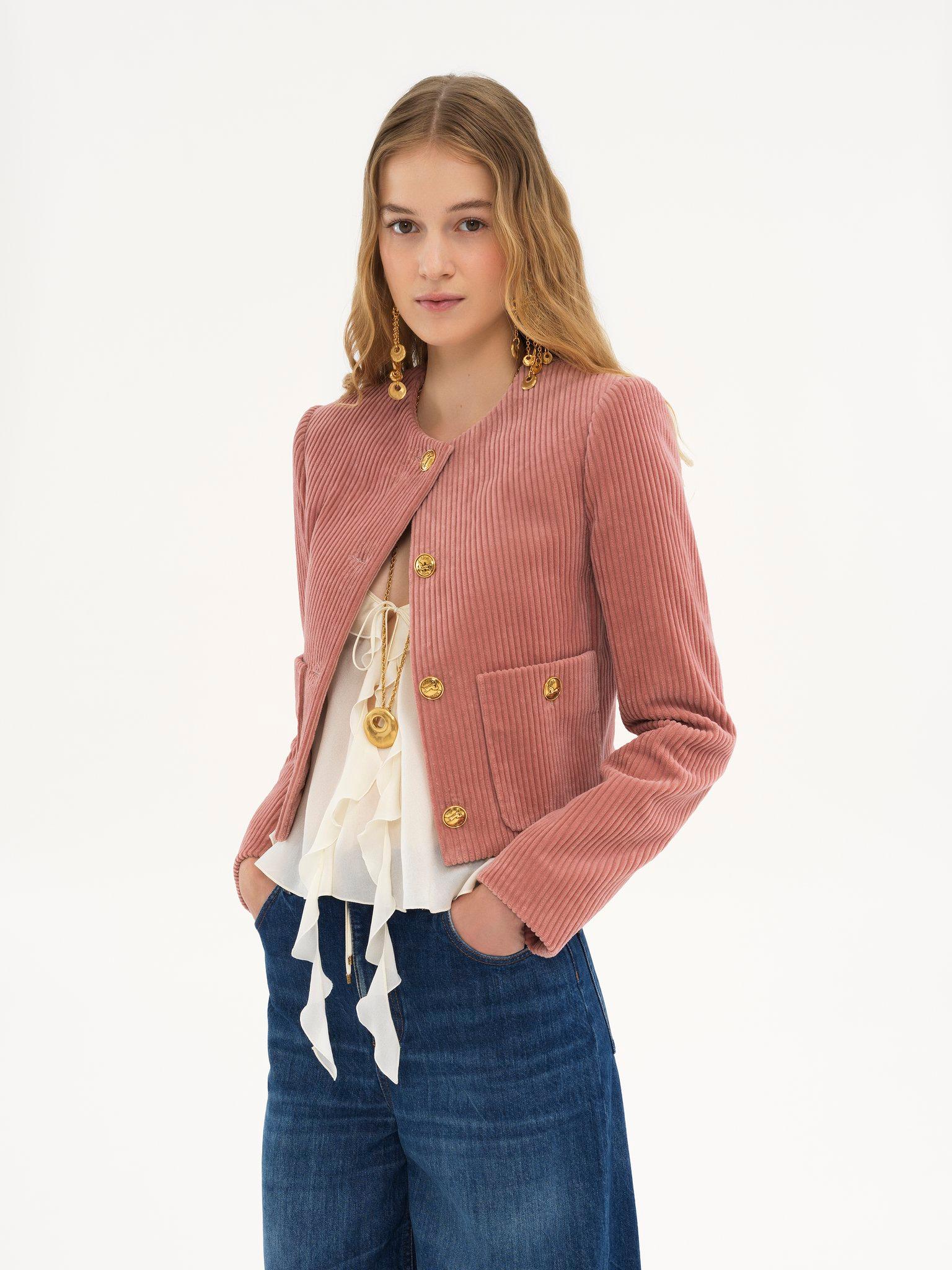 Cropped boxy jacket in velvet Product Image