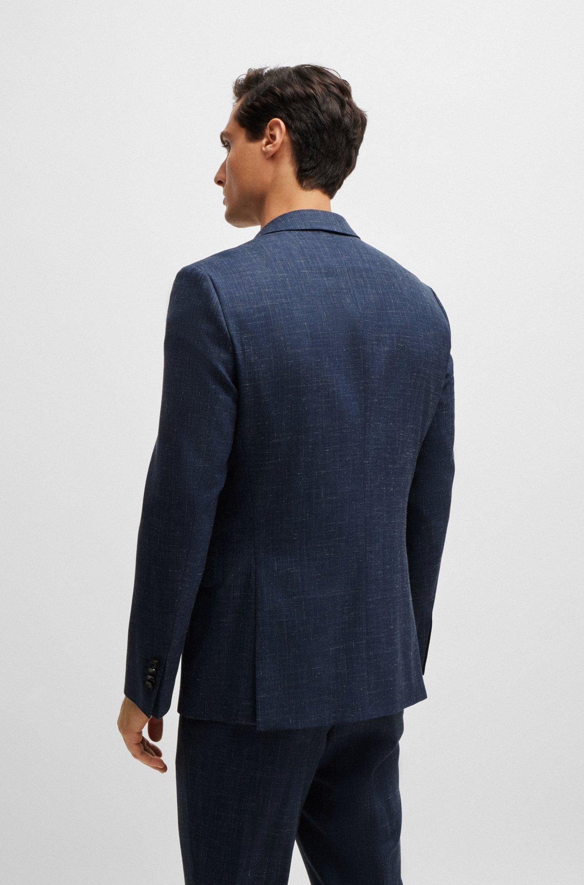 Slim-fit jacket in virgin wool and linen Product Image