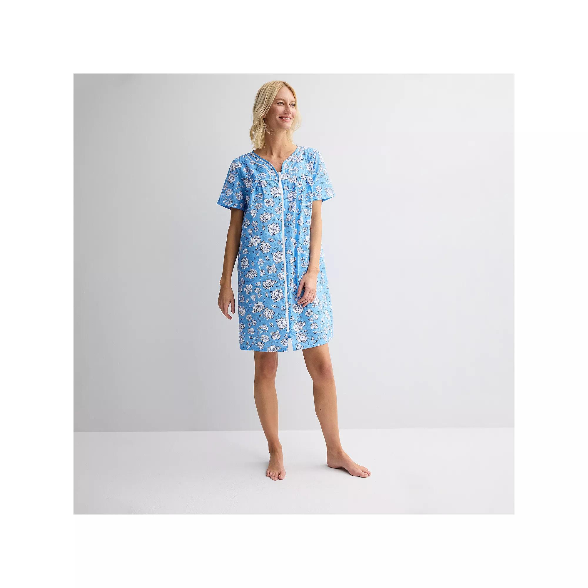 Petite Croft & Barrow® Woven Zip Sleep Robe, Women's,  Product Image