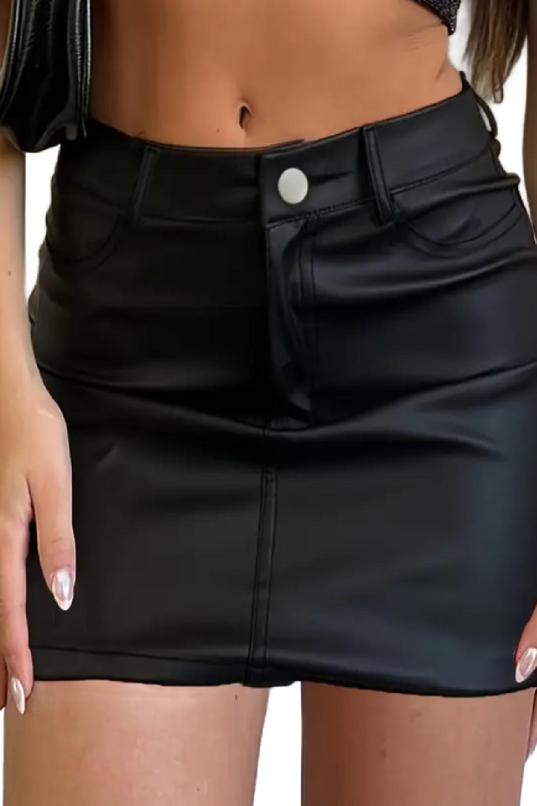 Skyla Faux Leather Mini Skirt Product Image