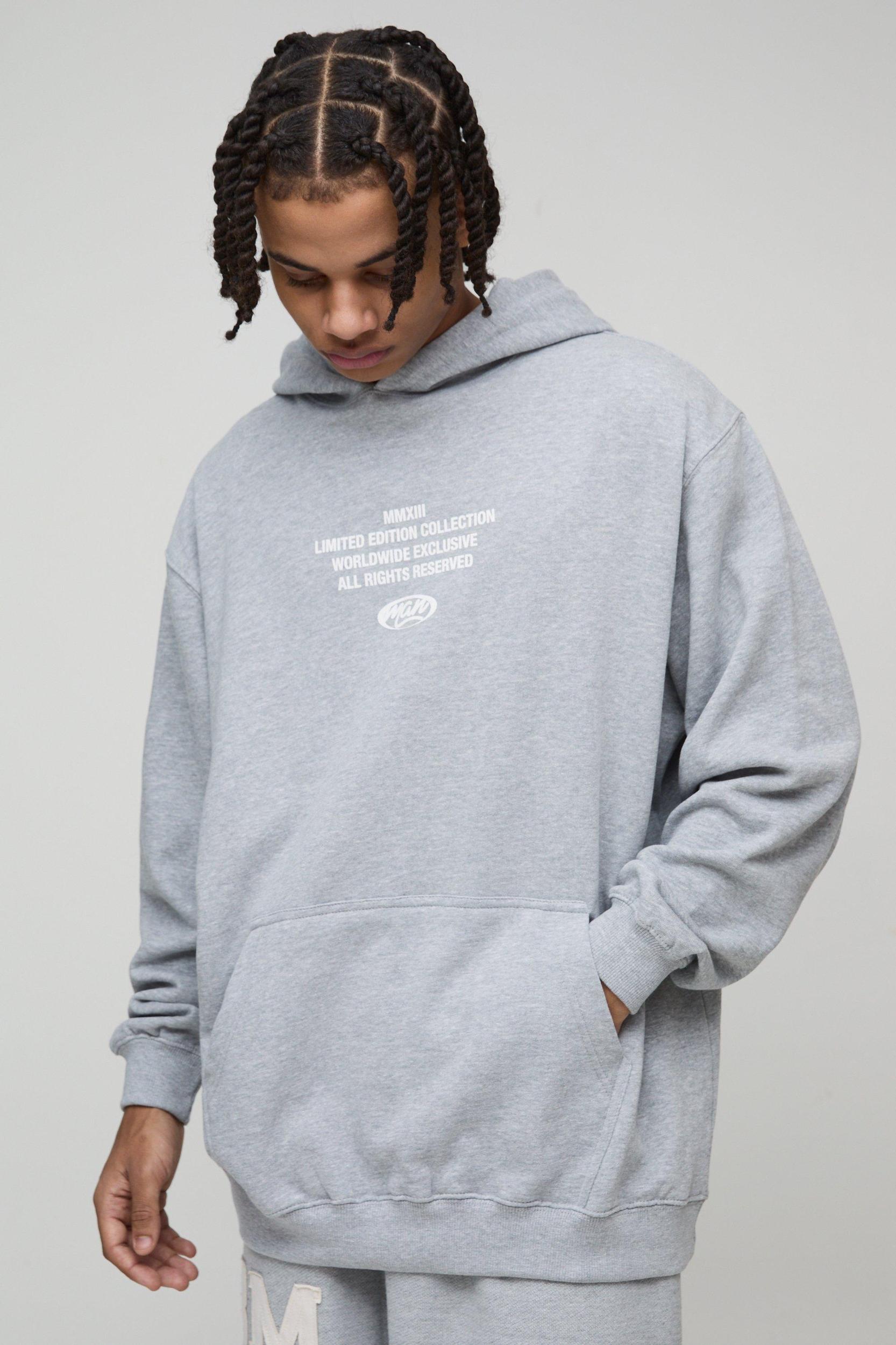 Oversized Official MAN Print Hoodie | boohooMAN USA Product Image