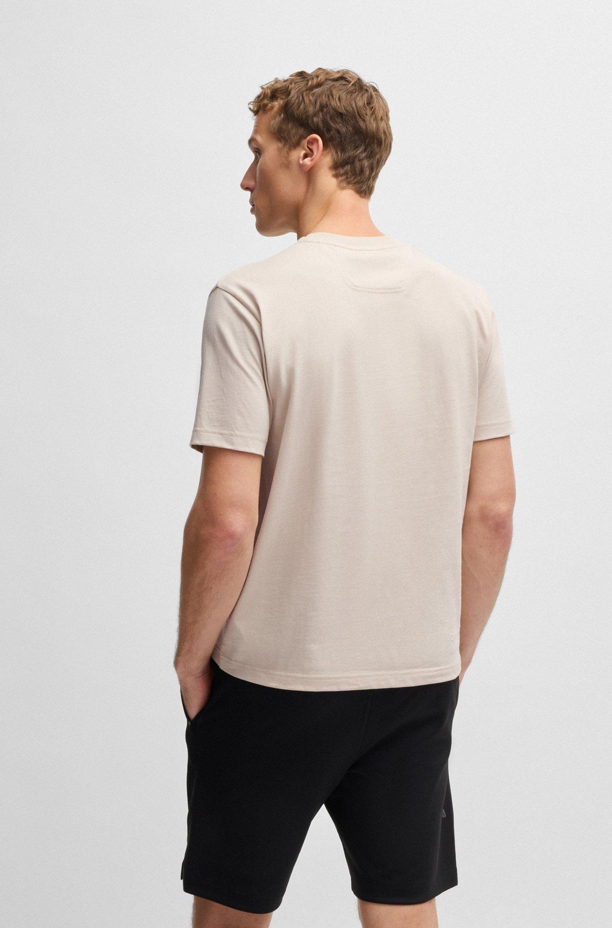 BOSS - Cotton-jersey T-shirt with fineline logo artwork - Black Product Image