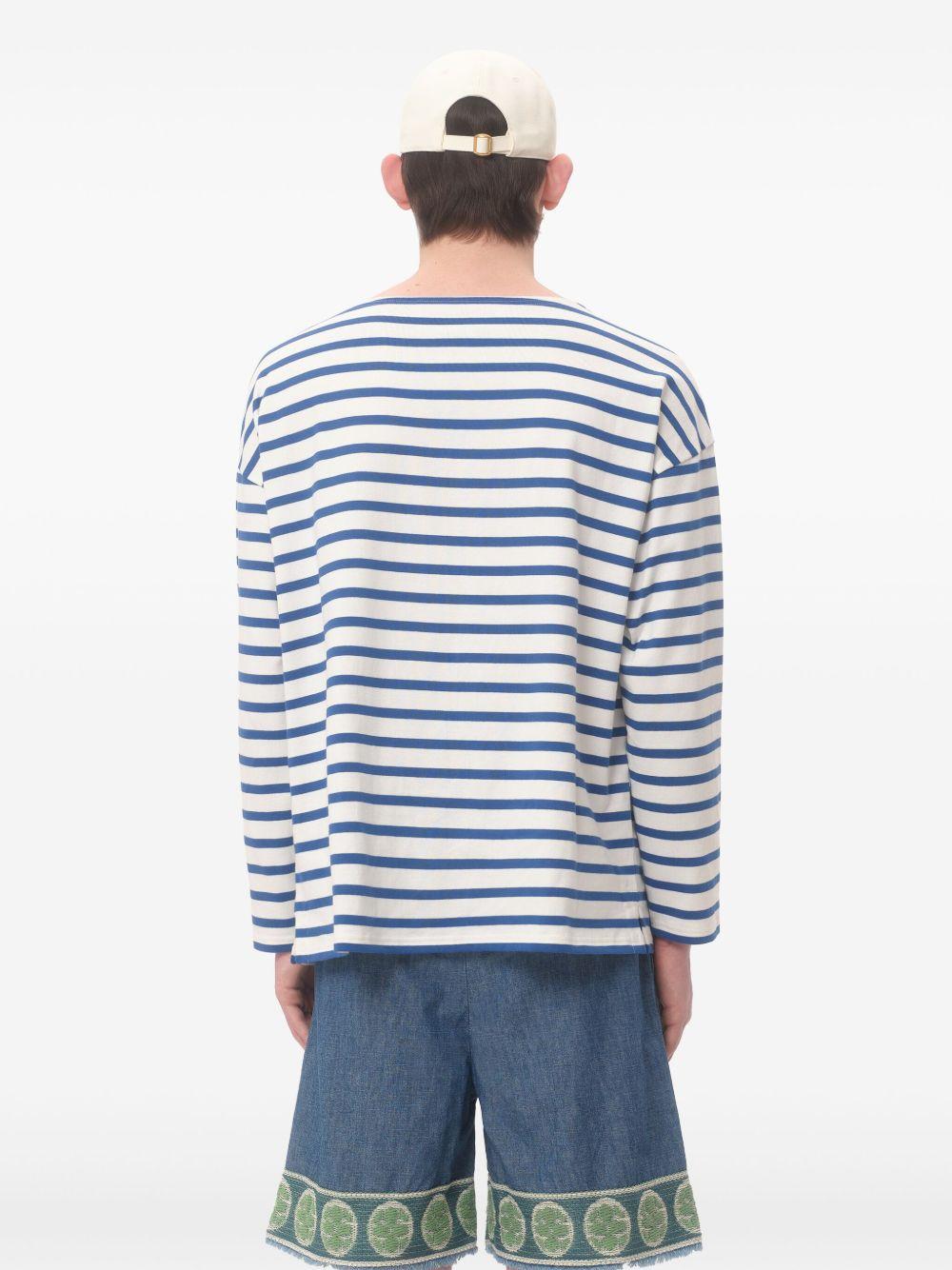 VALENTINO Garavani Men Embroidered Cotton T-shirt In Stripped Product Image