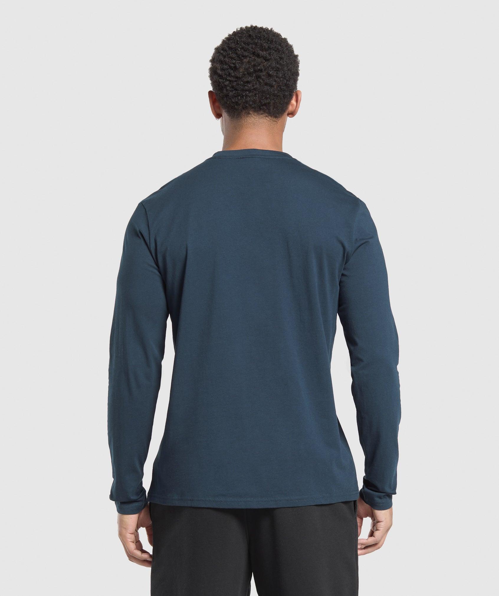 Gymshark Crest Long Sleeve T-Shirt - Navy Male Product Image