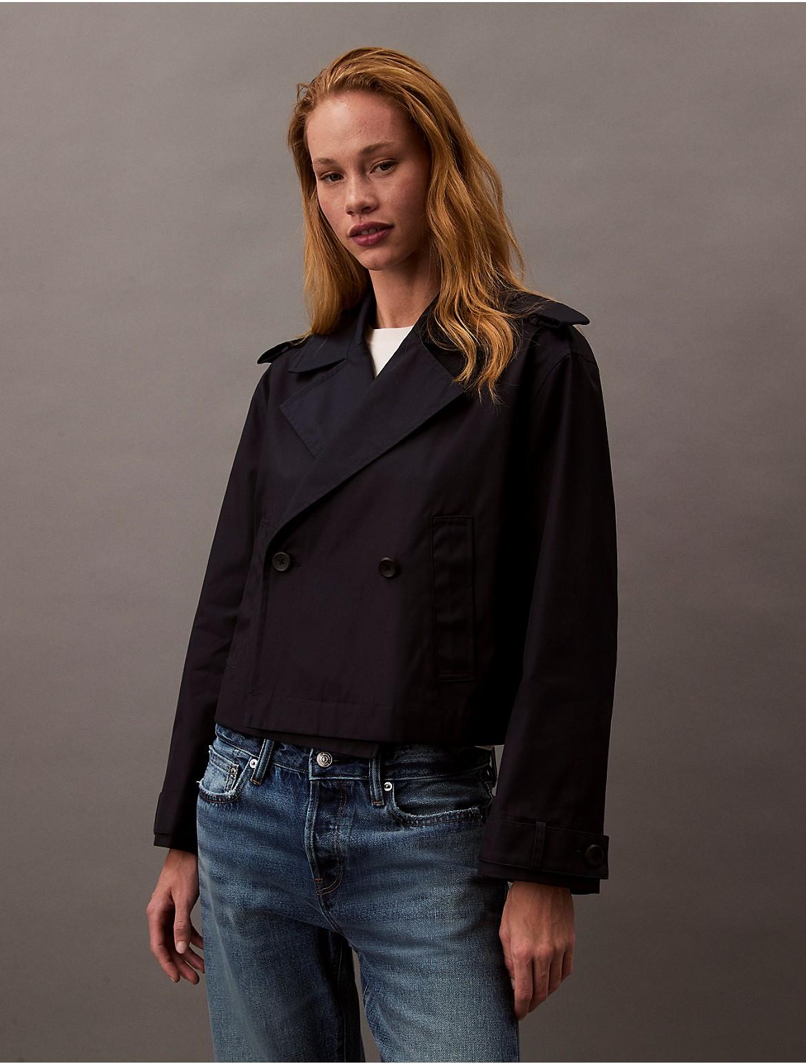 Calvin Klein Womens Cotton Blend Short Trench Coat Product Image