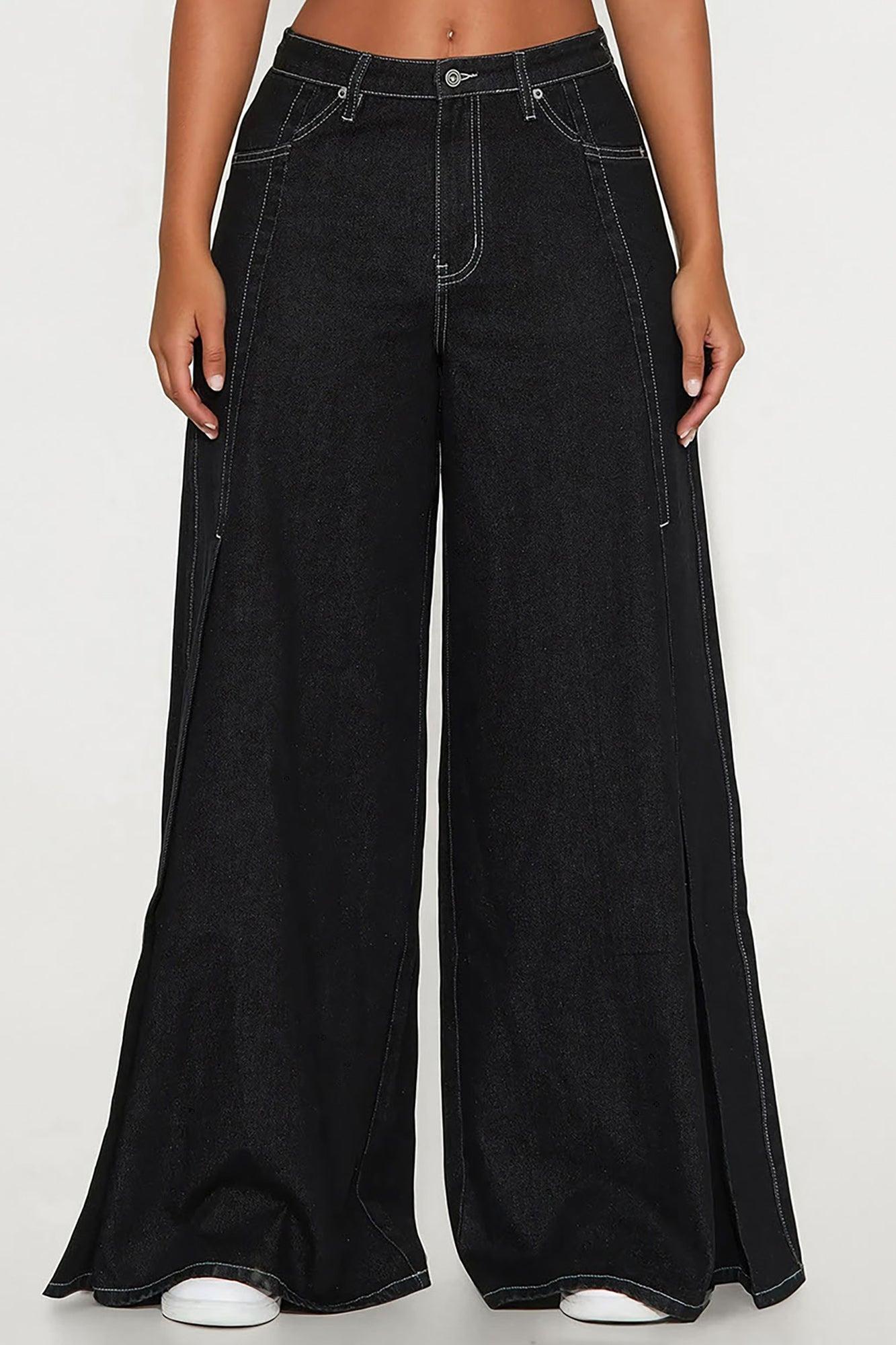 Eastside Wide Leg Denim Jeans - Black Wash Product Image