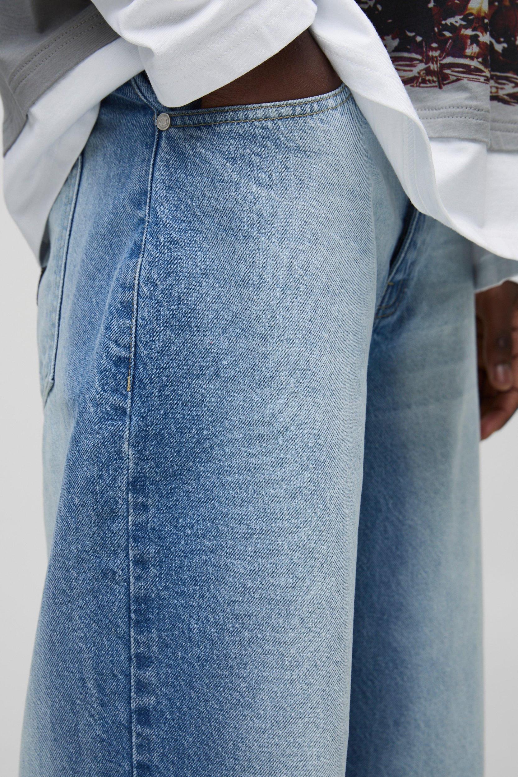 Relaxed Fit Extreme Washed Woven Tab Jeans | boohooMAN USA Product Image