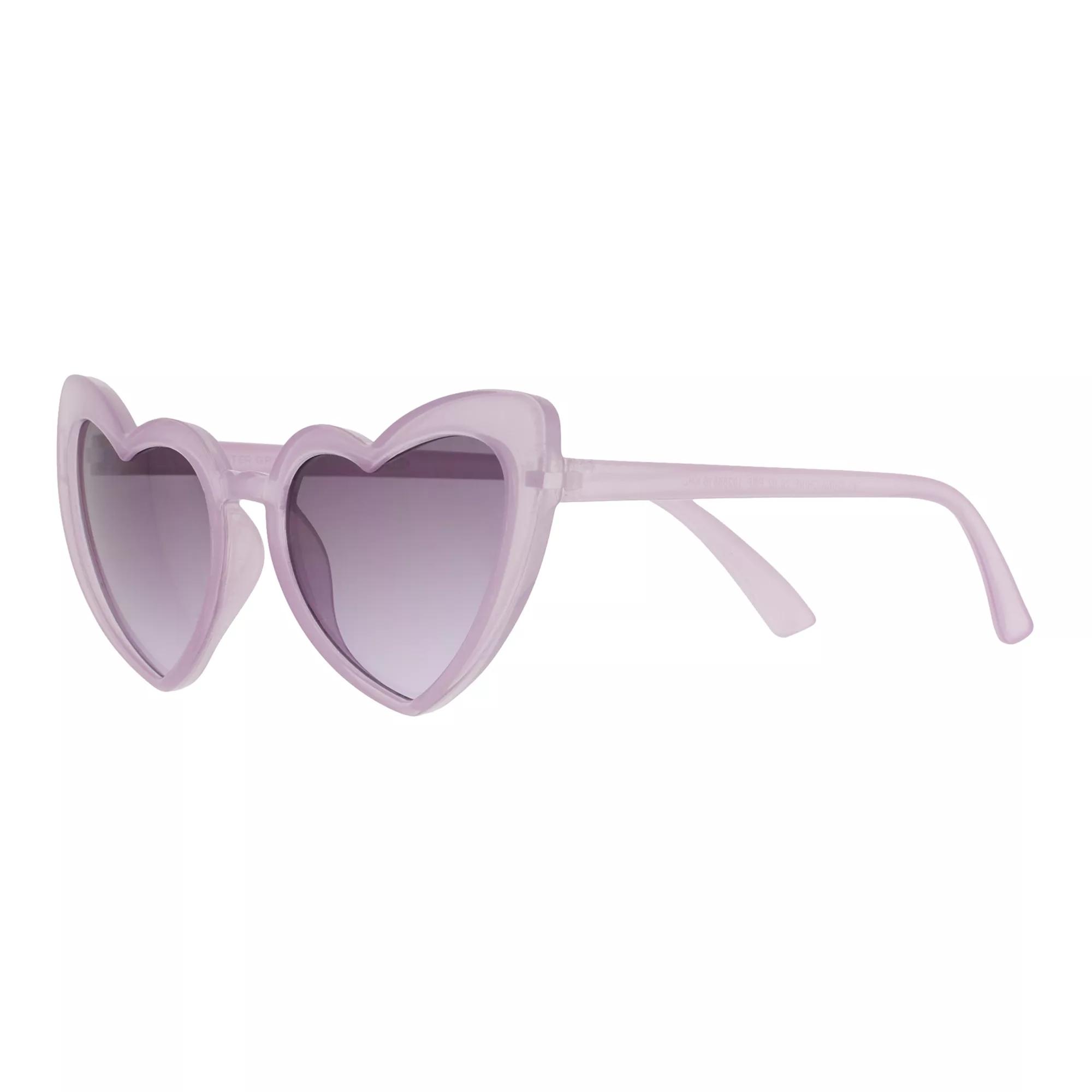 Women's Cali Blue Plastic Heart Sunglasses, Milky Purple Product Image