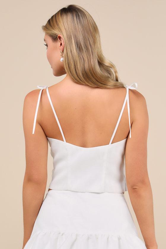 Angelic Perfection White Taffeta 3D Floral Applique Top Product Image