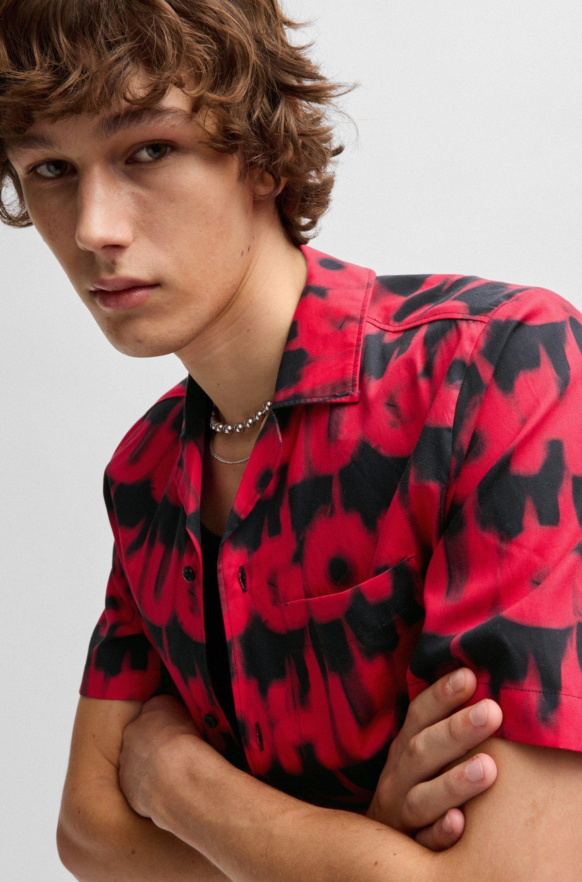 Relaxed-fit shirt in cotton with smoke-logo print Product Image