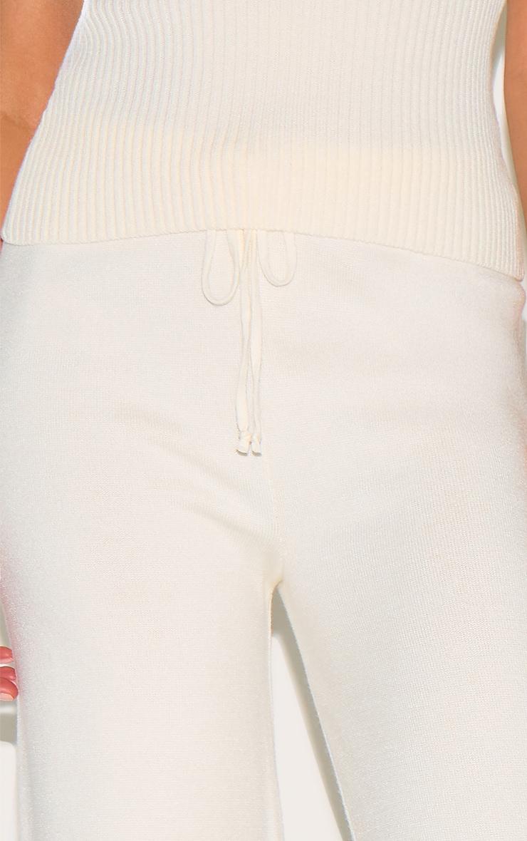 Petite Cream Knitted Straight Leg Pants Product Image