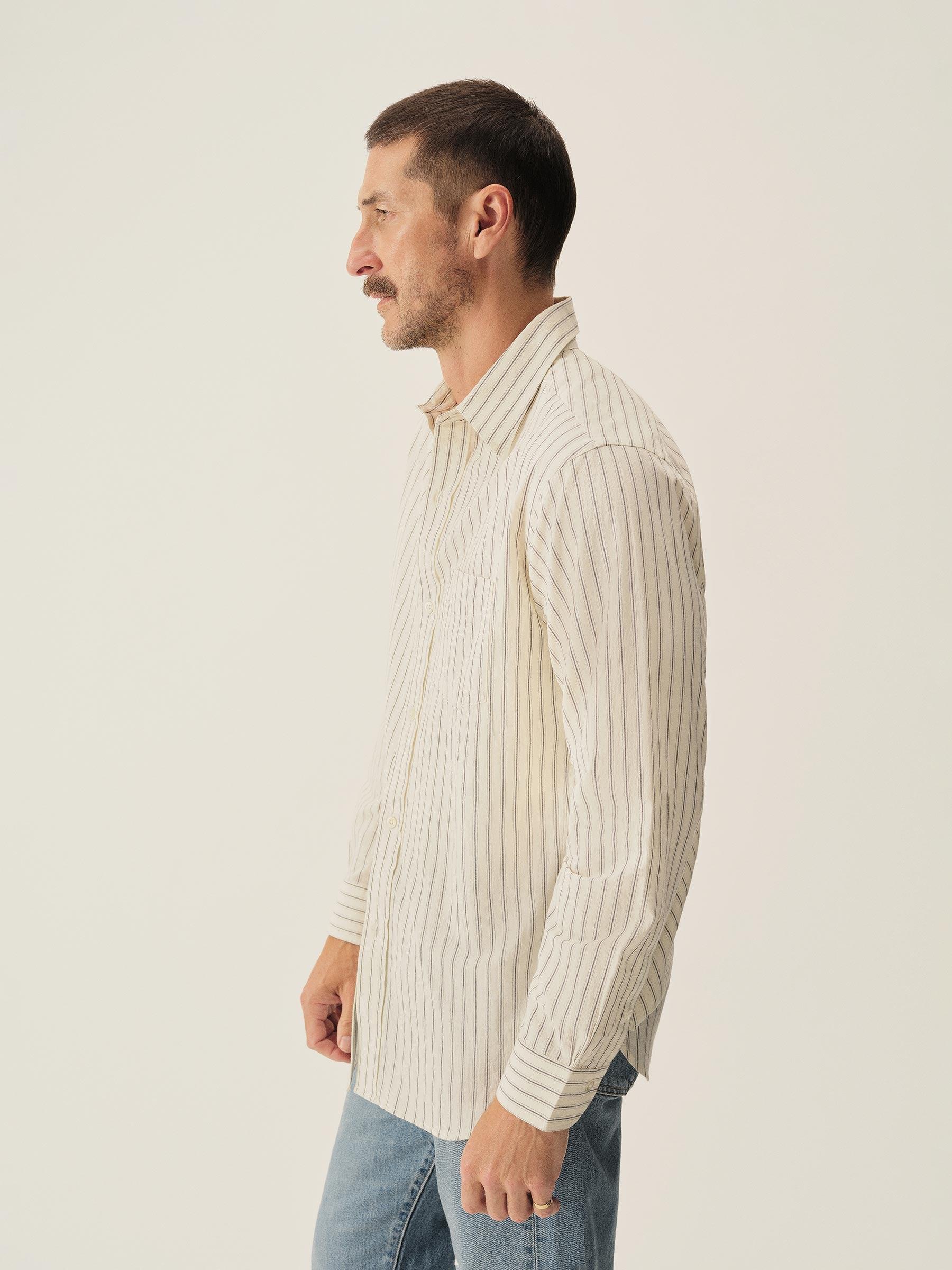 Natural Road Stripe Wornwell One Pocket Shirt Product Image