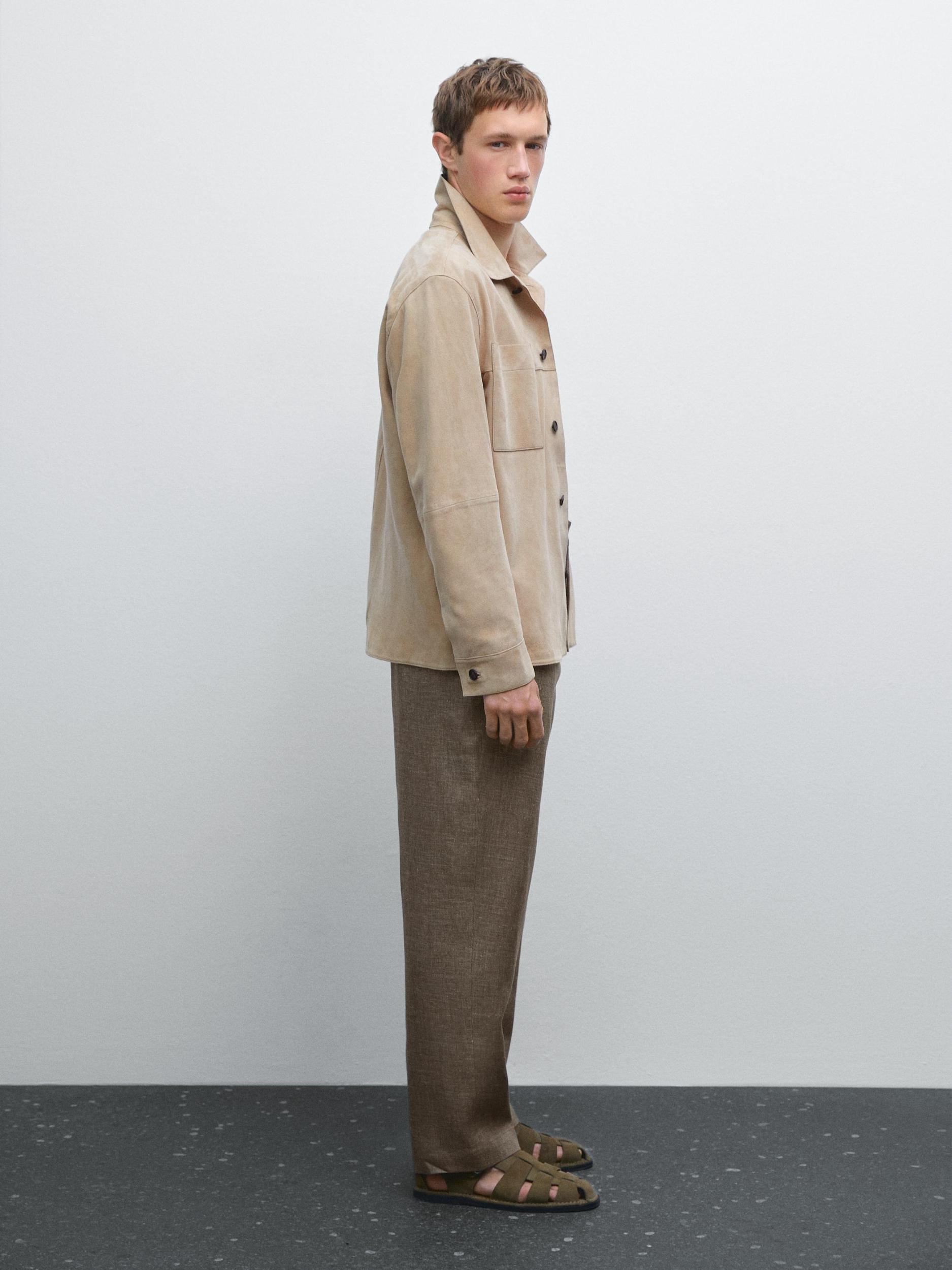 100% linen straight-leg trousers Product Image