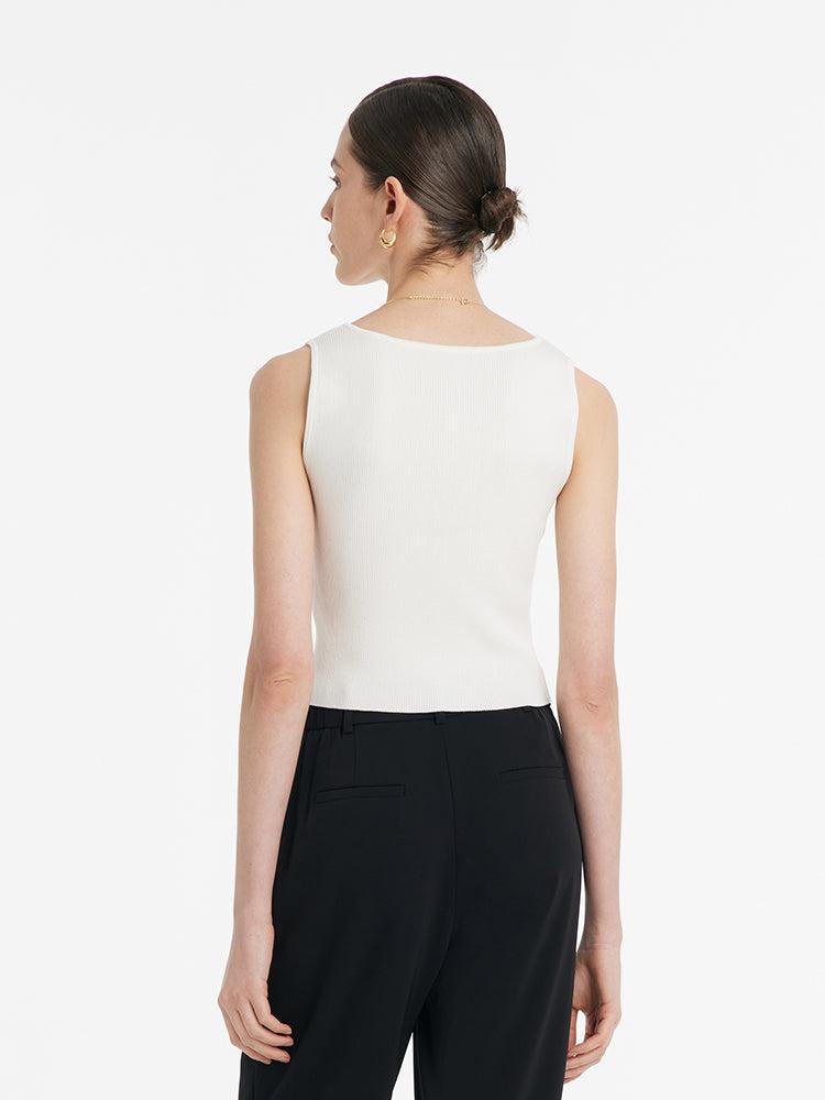 Acetate Knitted Ruched Women Vest Product Image