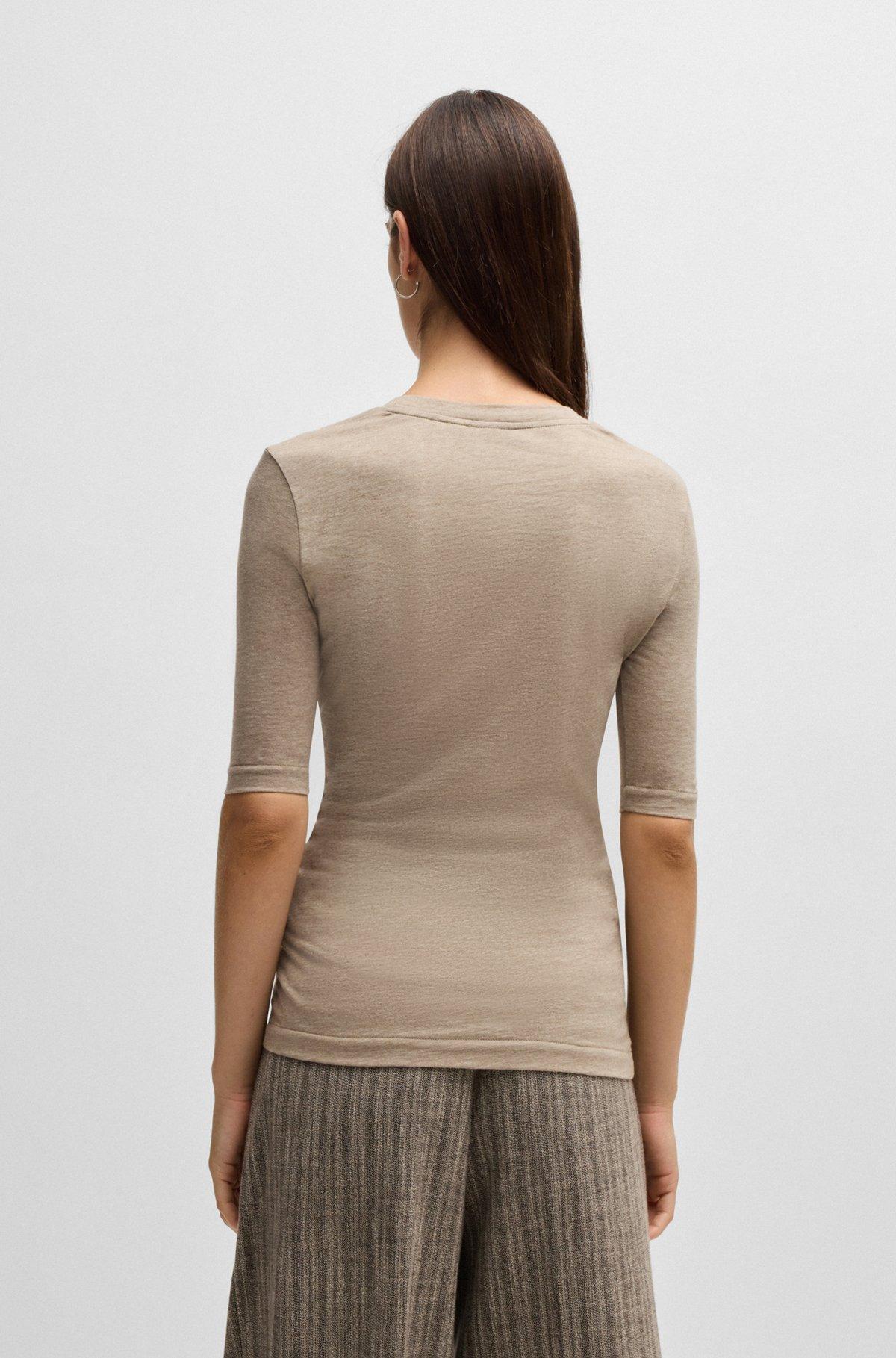 Scoop-neck top in wool and cotton Product Image